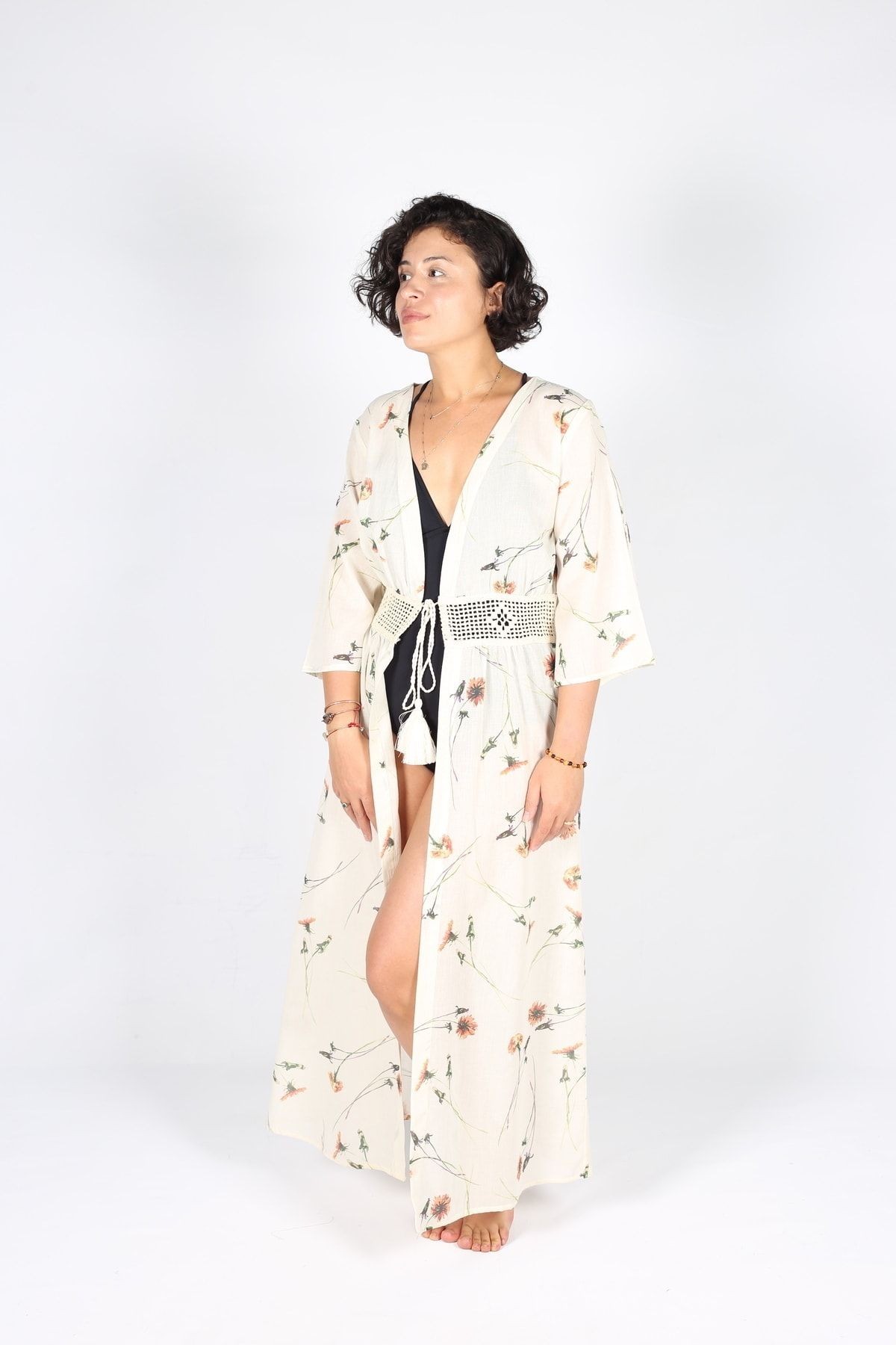 Heritage Kadın Plaj Kaftan Kimono Pareo - ZTKİMONO - desenli 5