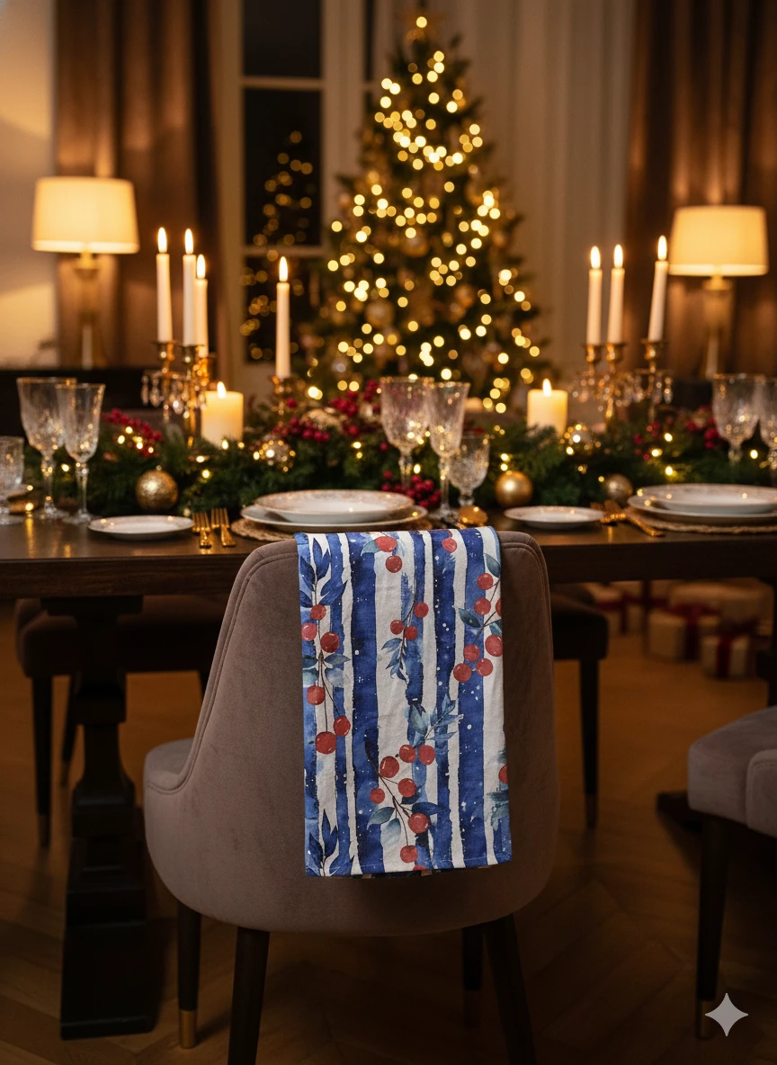 Christmas | %100 Pamuk Baskılı Kurulama Bezi – 40×60 cm Yılbaşı Temalı