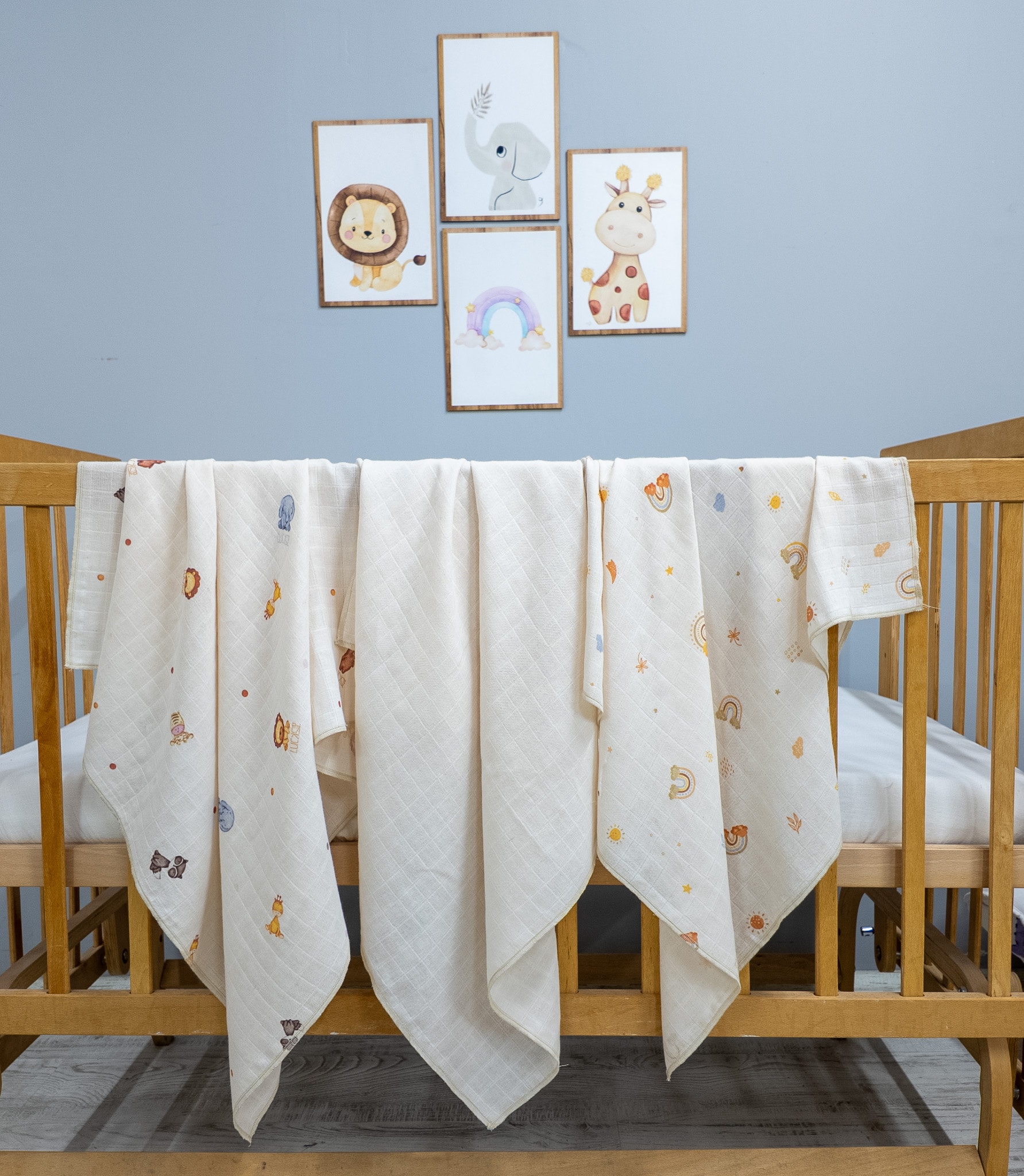  Little Organic's | 3’lü %100 Organik Pamuk Müslin Örtü - Battaniye Seti 75x80 cm | Oeko-tex | Gots - Best Seller