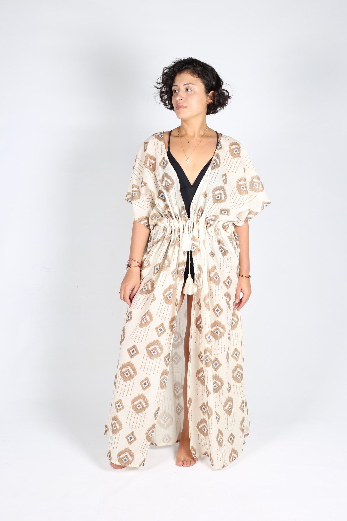 Heritage Kadın Plaj Kaftan Kimono Pareo - ZTKİMONO - desenli 1