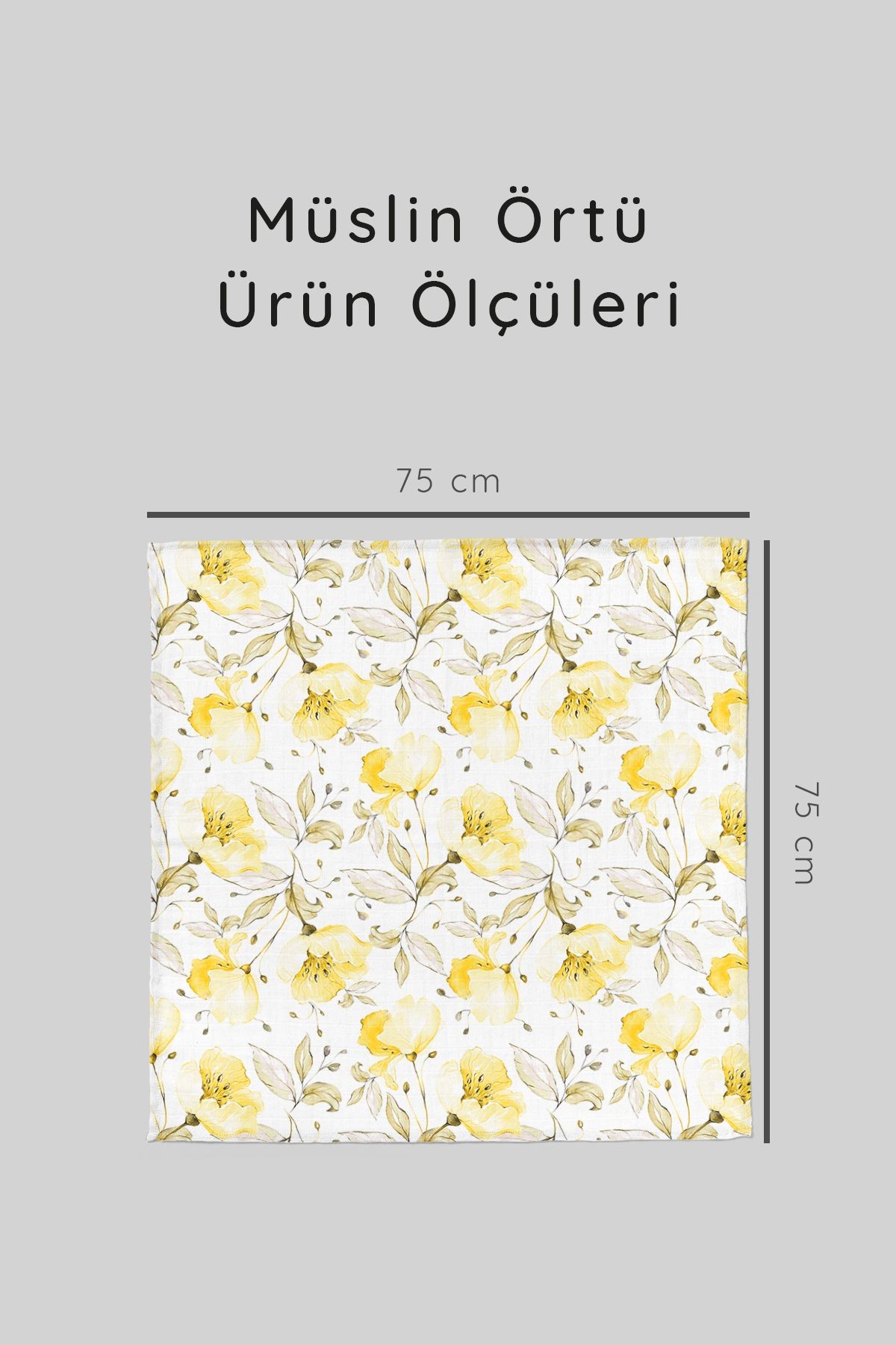 Dijital Baskılı 3'lü Müslin Örtü Seti - 75x75 Cm - Zt5000