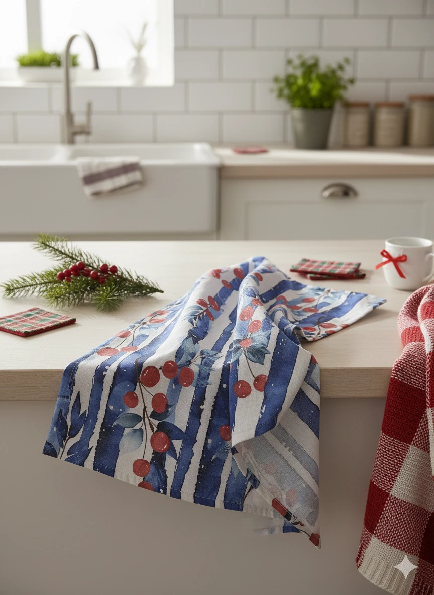 Christmas | %100 Pamuk Baskılı Kurulama Bezi – 40×60 cm Yılbaşı Temalı - Kokina Line