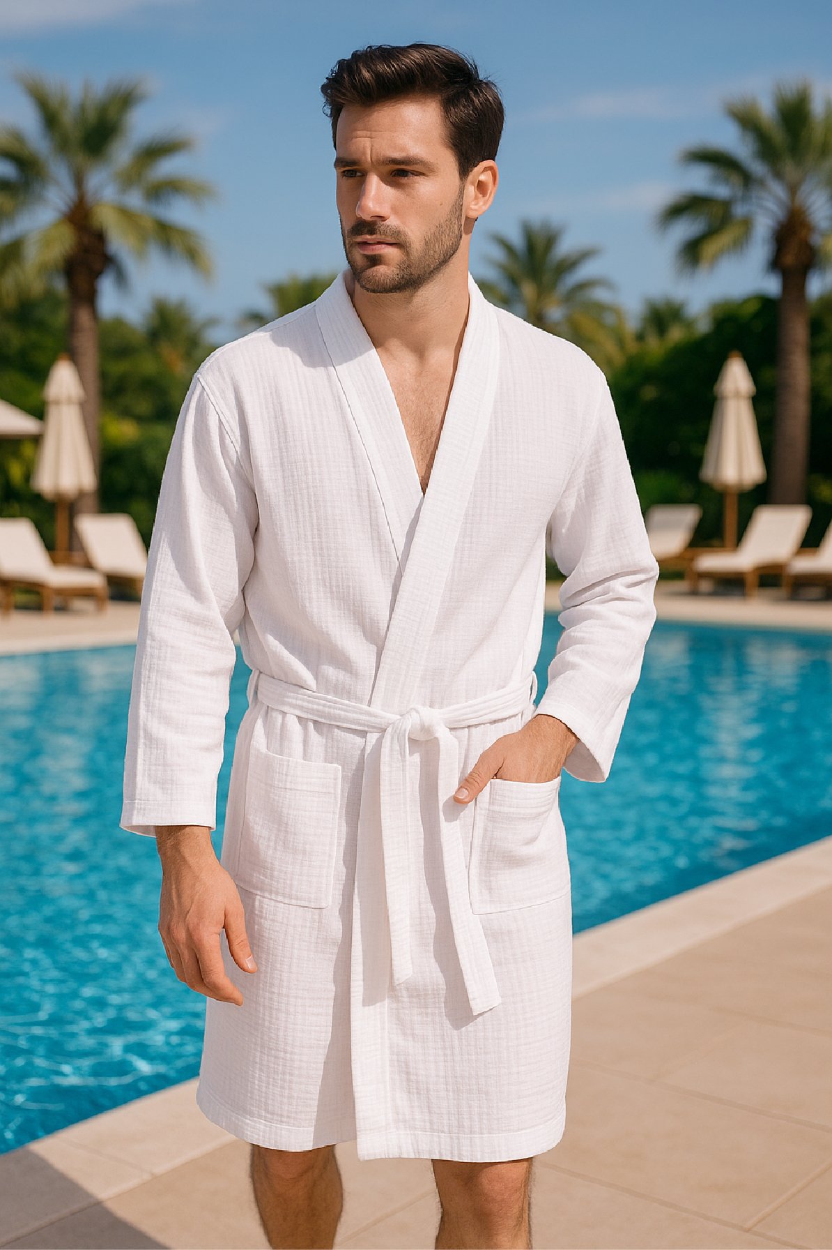 Müslin Kimono Bornoz – Unisex | %100 Pamuk Yumuşacık 2 Katlı Doğal Kumaş