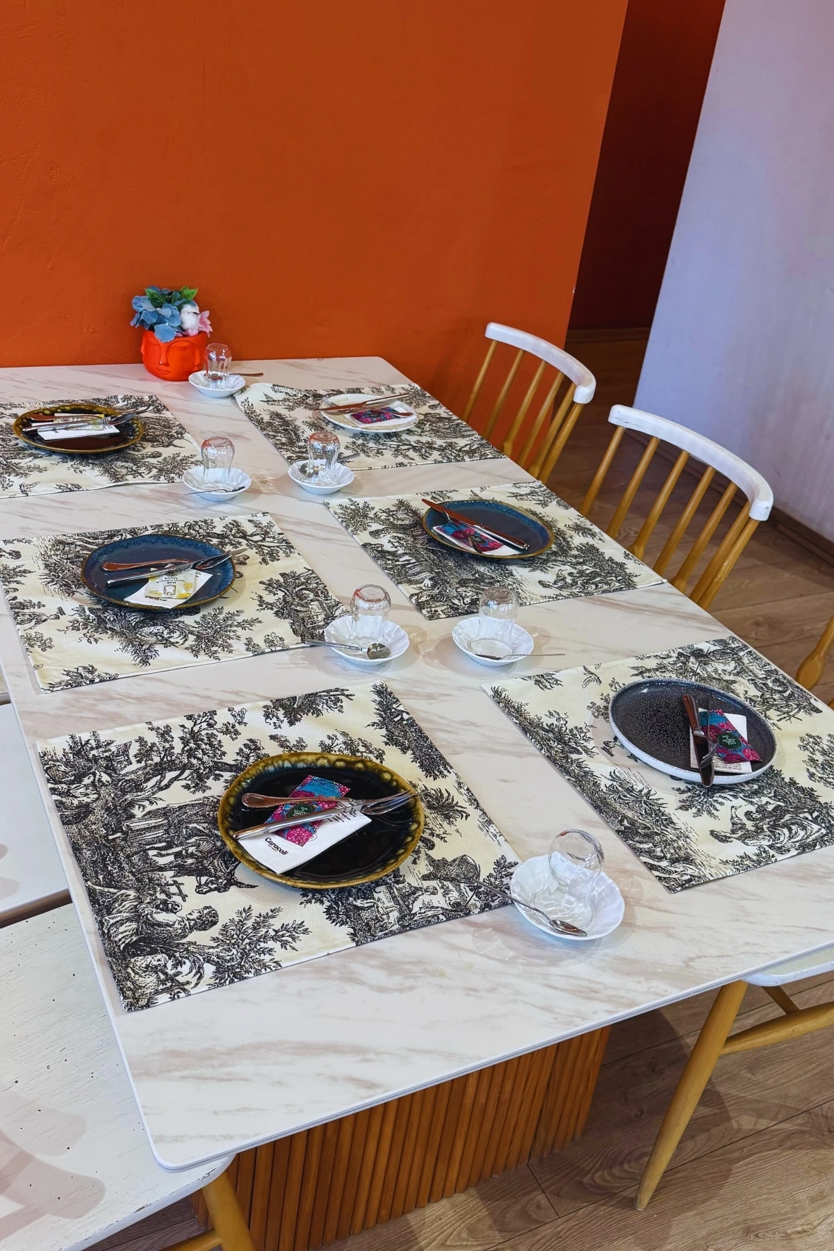 Toile de Jouy | %100 Pamuk 6’lı Amerikan Servis Seti 37x42 cm