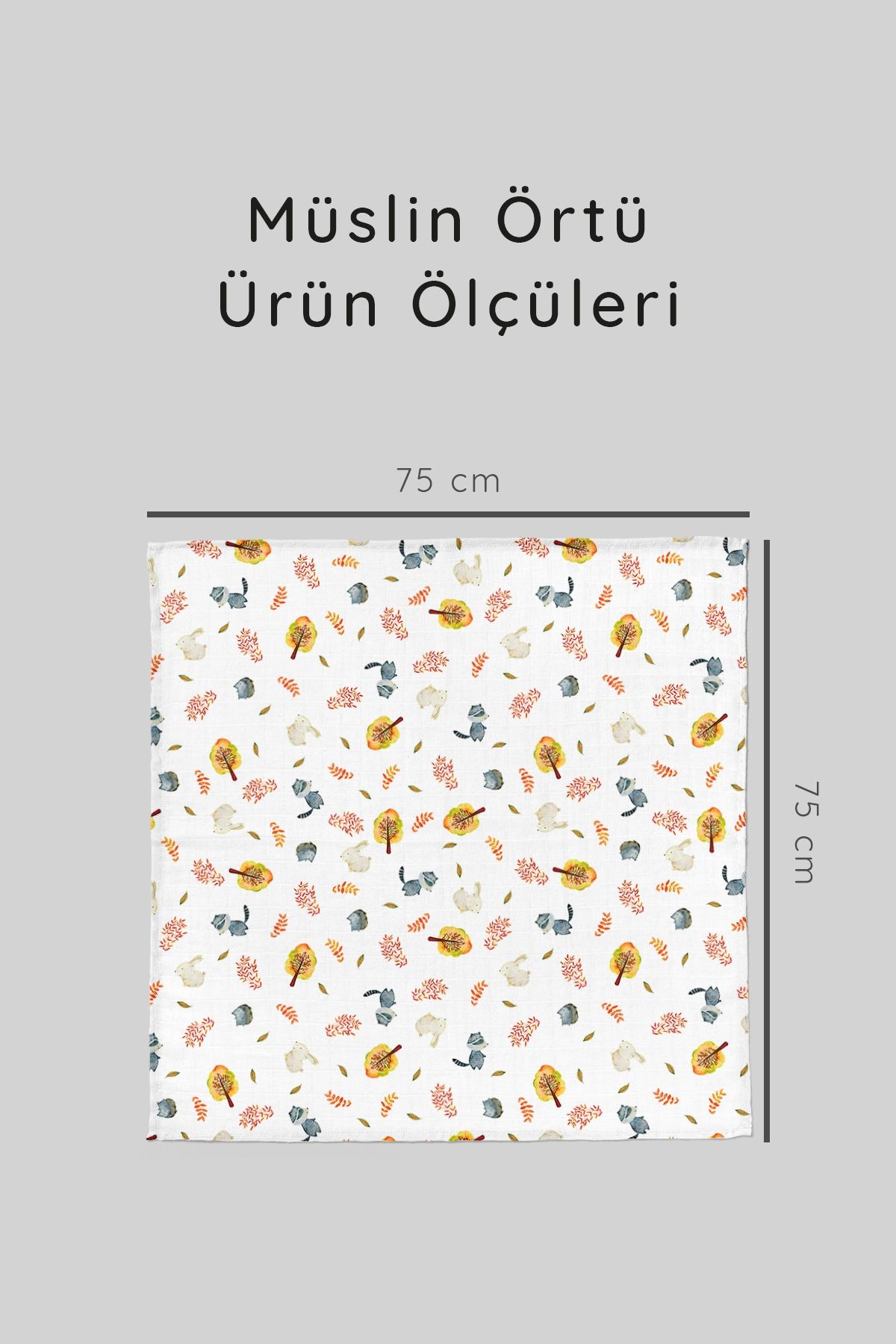 3'lü Çok Amaçlı Müslin Örtü Seti - 75x75 Cm - Ztc200