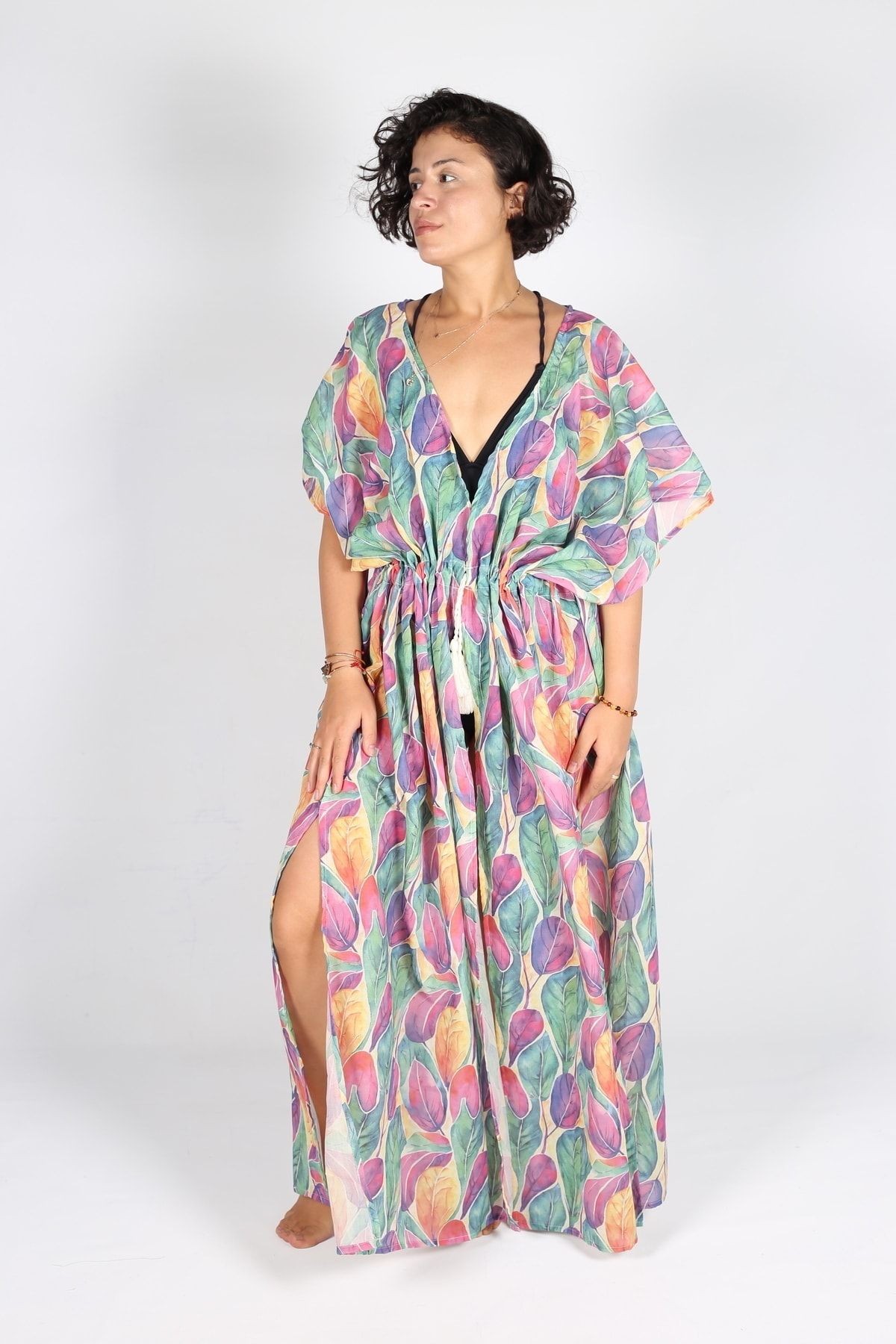 Heritage Kadın Plaj Kaftan Kimono Pareo - ZTKİMONO - desenli 3