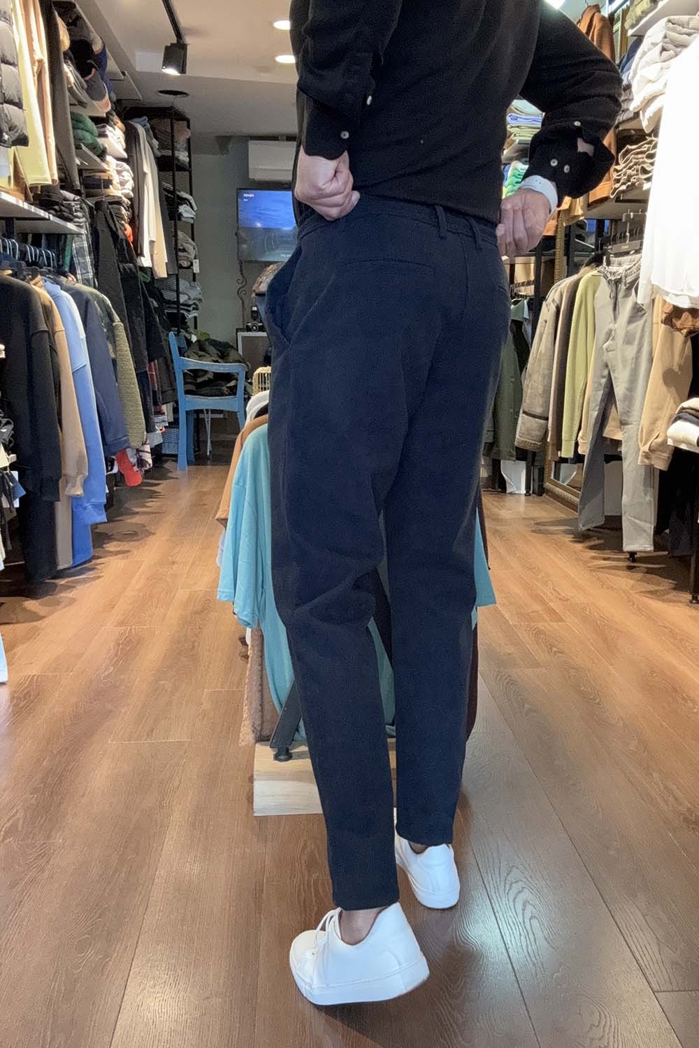 Lacivert Fitilli Bel bağcıklı Kadife Jogger Pantolon JR3-PNT-LAC