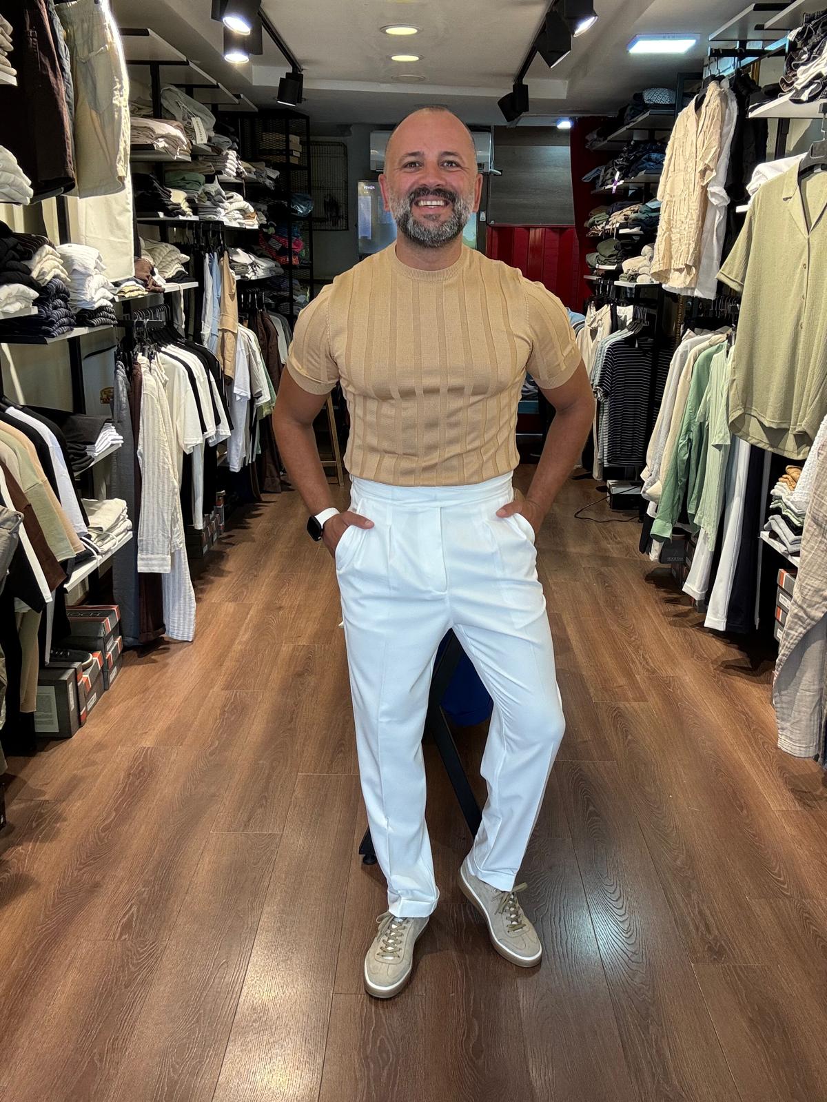 Erkek Slim Fit  Kanallı Trıko Tshirt TST1739