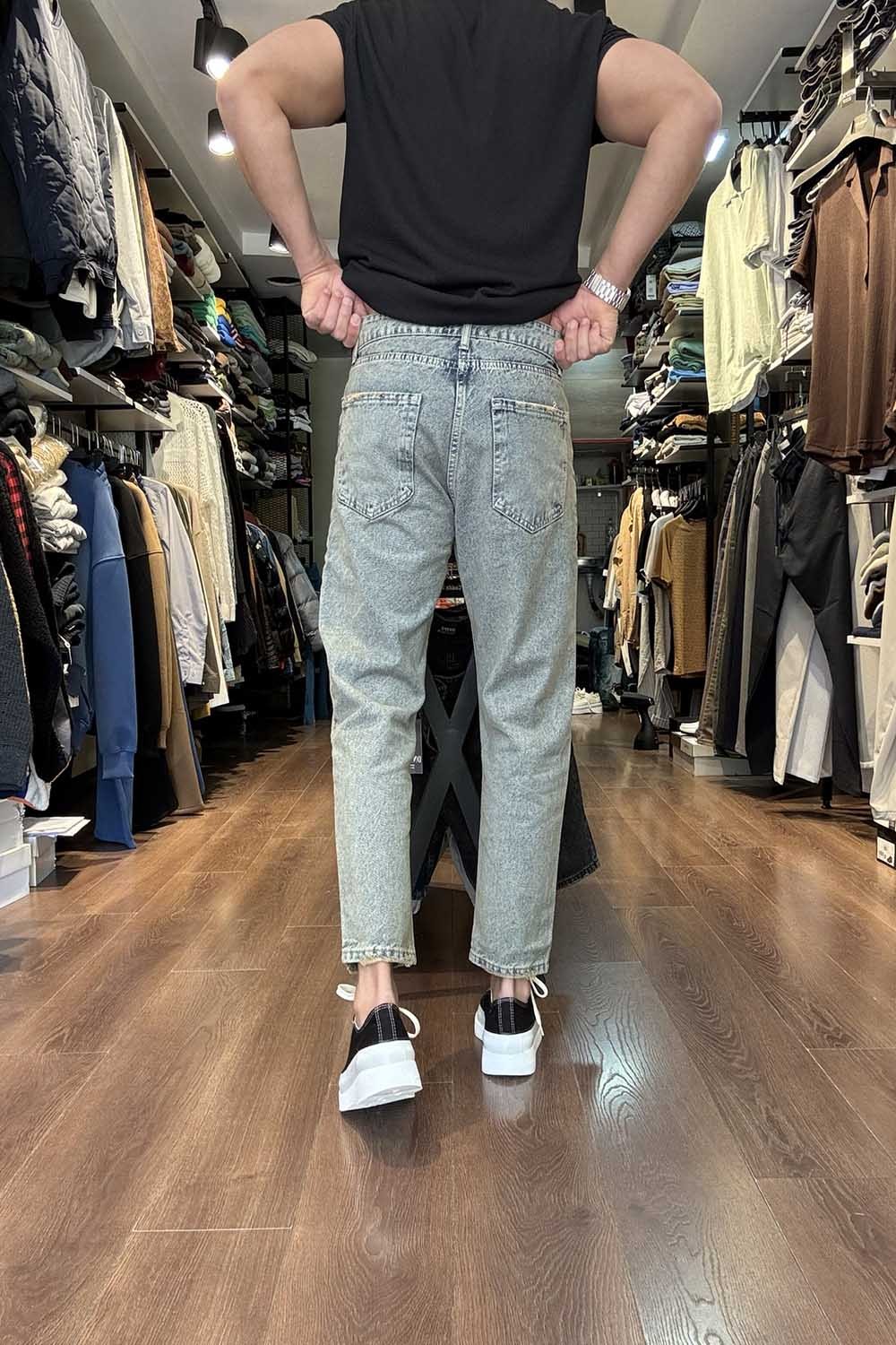 Erkek Buz Mavi BoyFriend Denim Pantolon PNT2768
