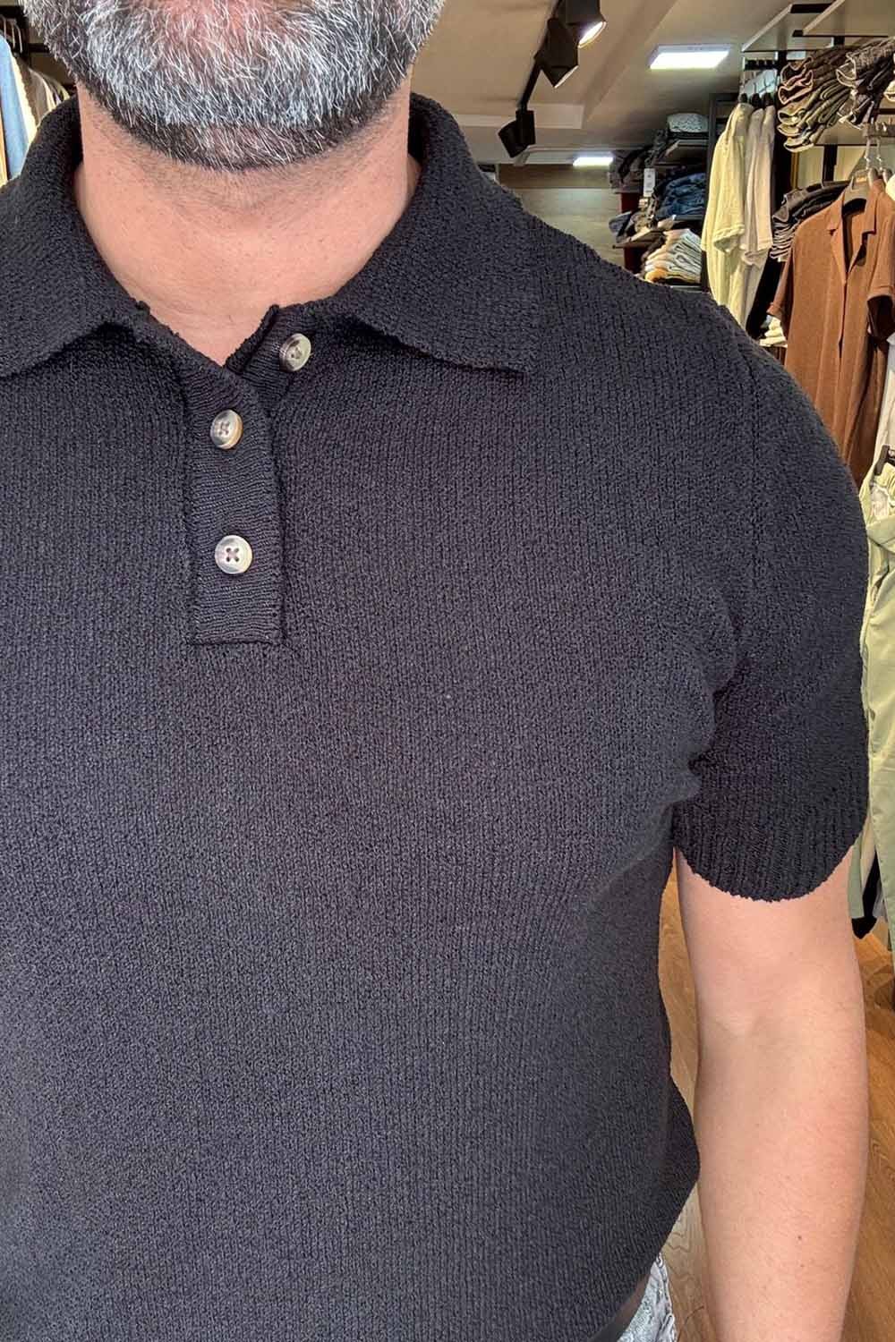 Erkek Siyah Trıko Polo Yaka T-Shırt TST2517-S