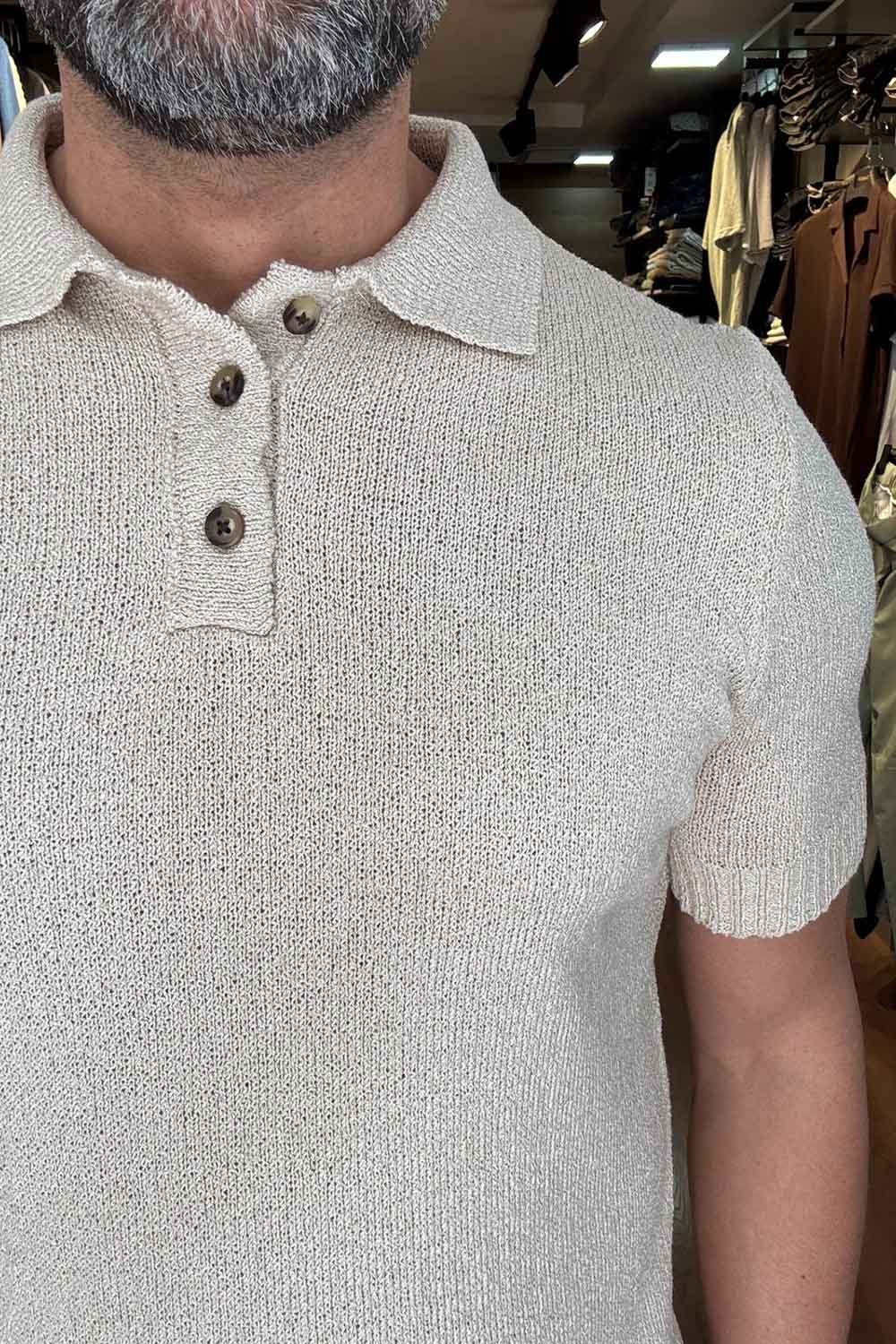 Erkek Bej Trıko Polo Yaka T-Shırt TST2517-BJ