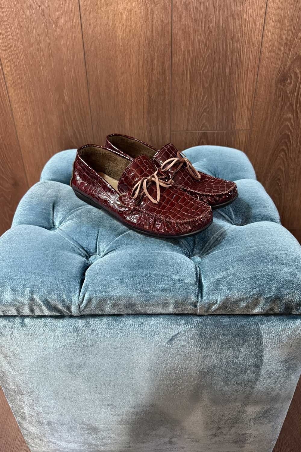 Erkek Bordo Krokan Desen Rugan Günlük Ayakkabı AYK002-R