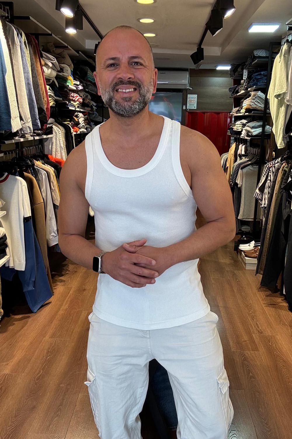 Erkek Beyaz Fitilli Atlet ATLT251138-B