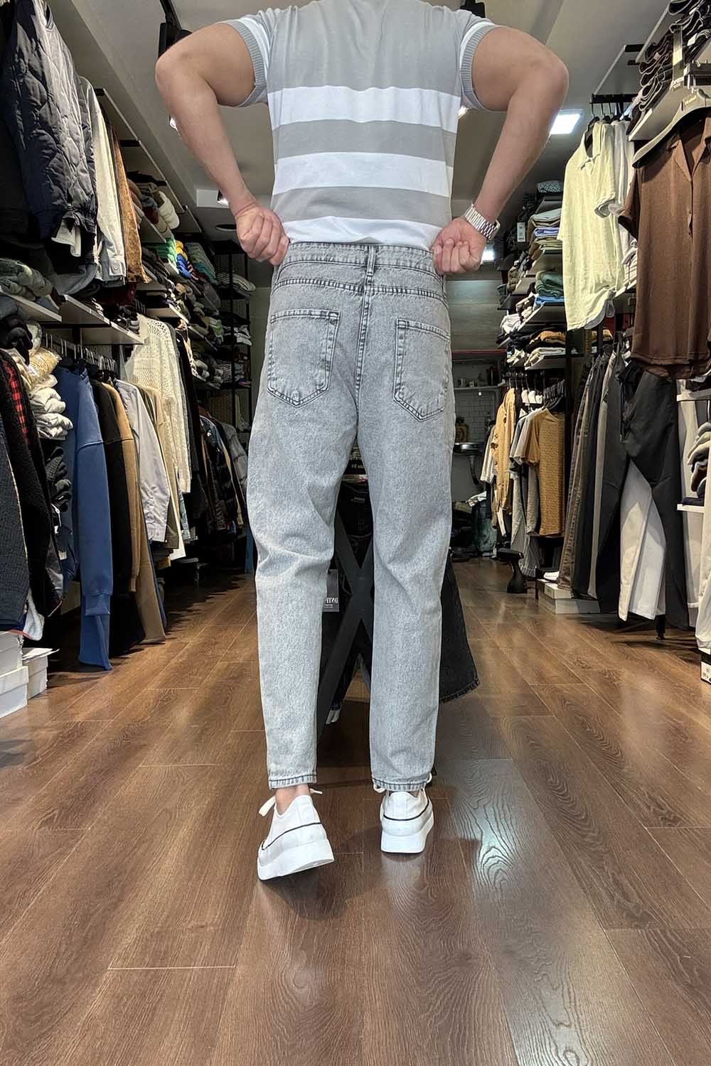 Erkek Gri BoyFriend Denim Pantolon PNT2356