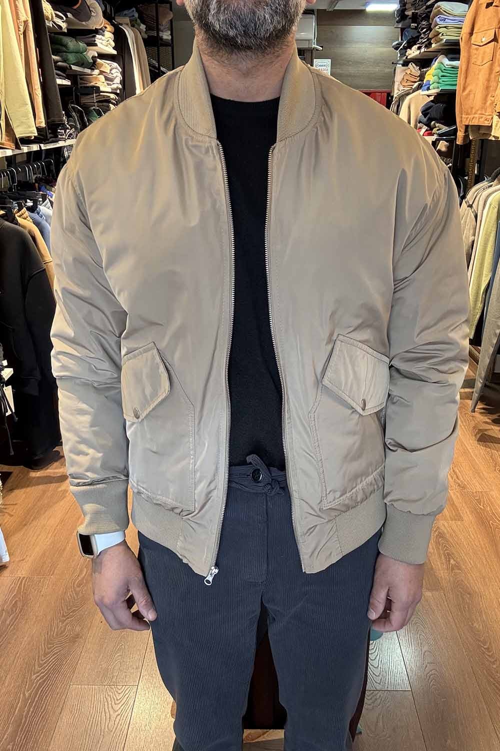 Bej Torba Cep Bomber Ceket PNC-CKT-BEJ