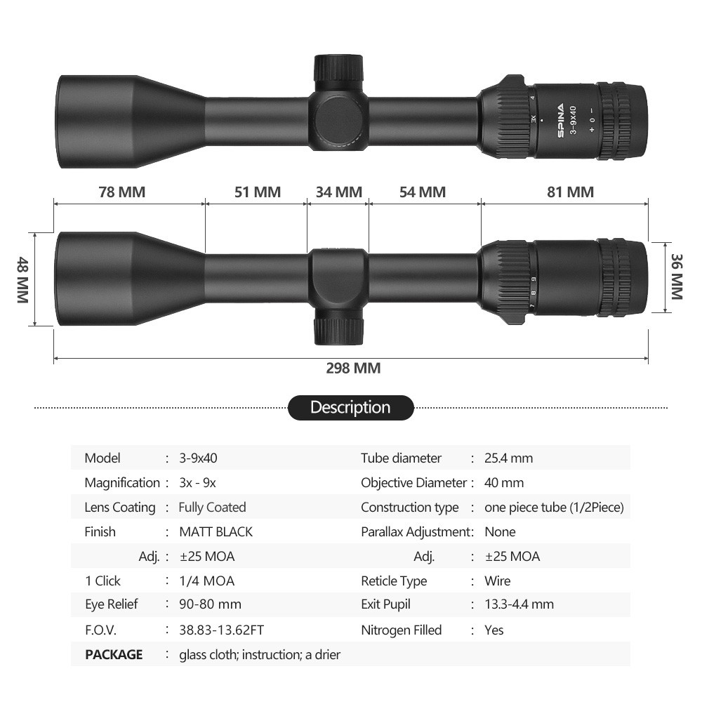 Spina Jungleshade 3-9x40 BDC (SCOL-2320) Dürbün