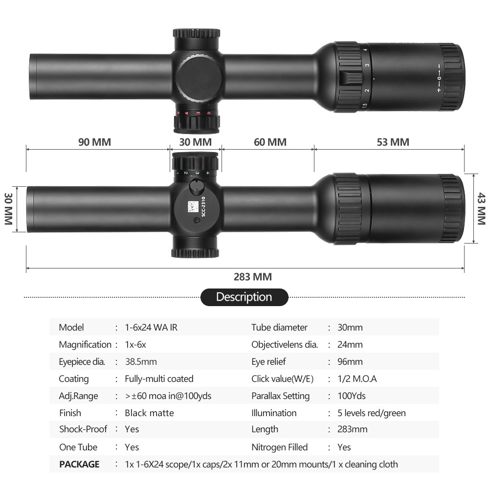 SPINA ApexFin 1-6X24 WA IR (SCOC-2316) Rifle Scope