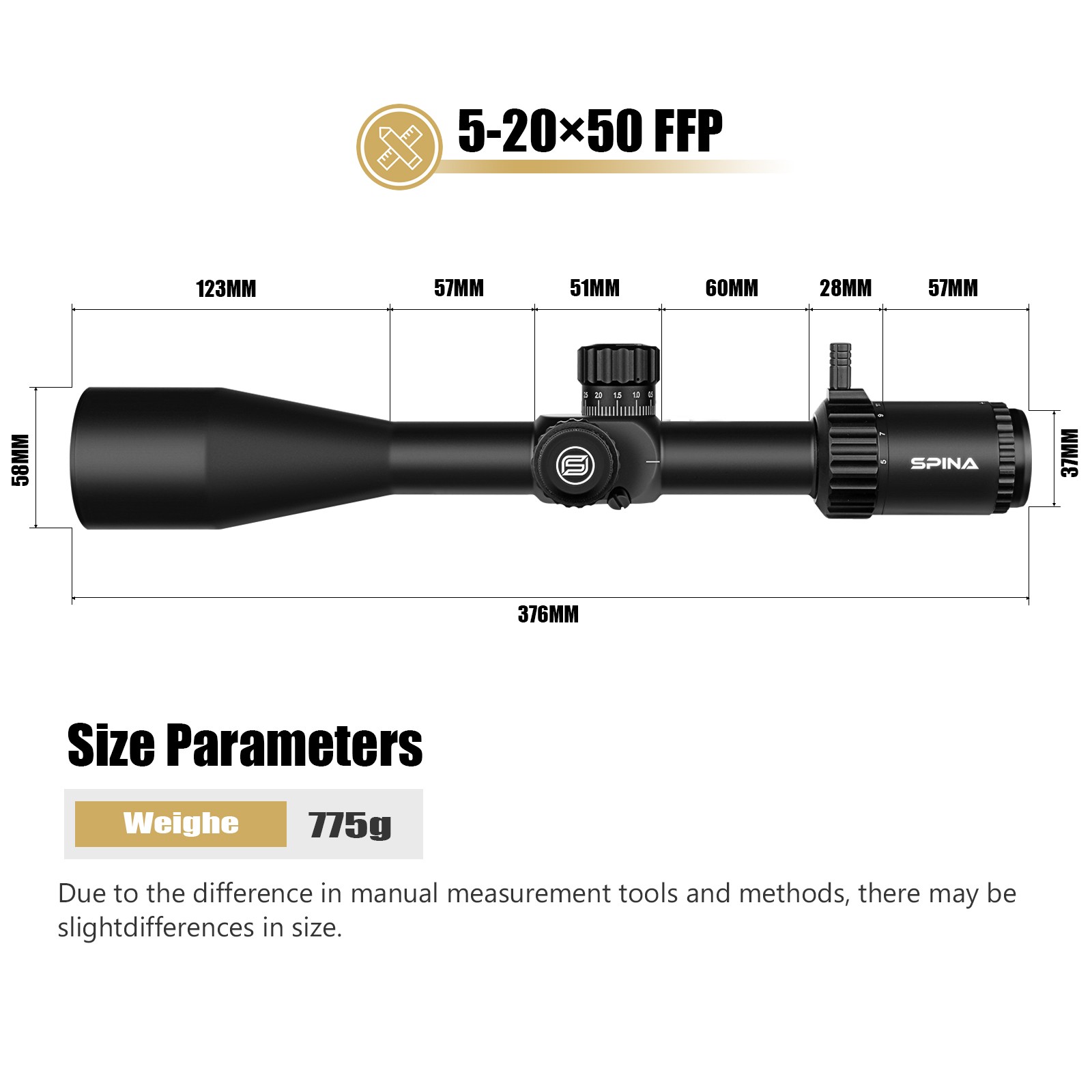 Spina Helllancer 5-20x50 FFP (SCFF-2334) Zero-Stop Rifle Scope