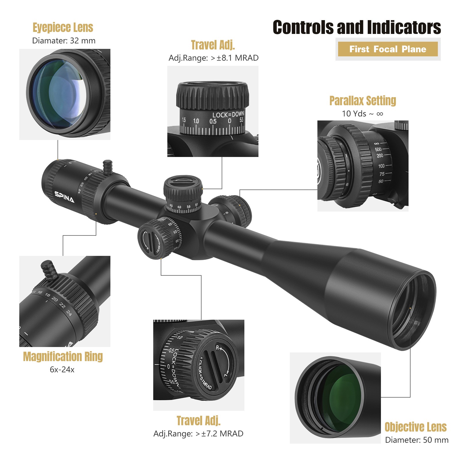 Spina Wolfchase 6-24x50 E FFP (SCFF-2306) Rifle Scope