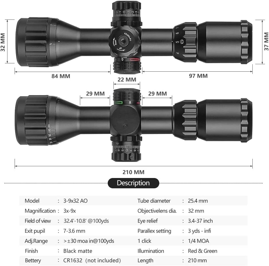 SPINA OPTICS 3-9x32 AO (SCOC-2312) Dürbün (Airsoft)