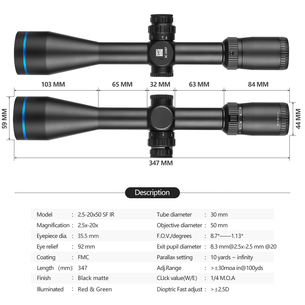 SPINA OPTICS Spina Apexfin 2.5-20x50 SFP (SCOL-2307) Rifle Scope
