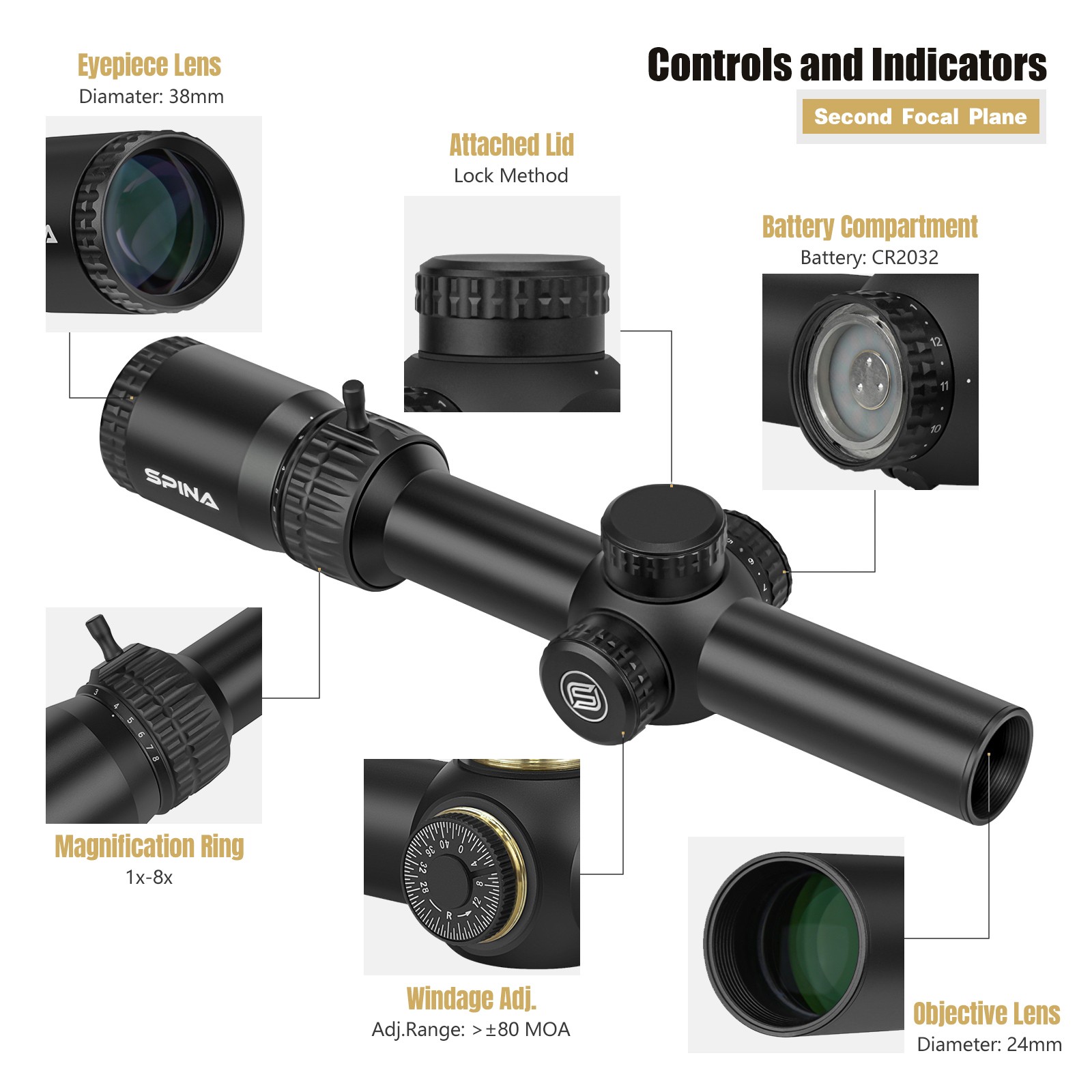 Spina Novaforce 1-8x24 FFP LPVO (SCFF-2310) Rifle Scope