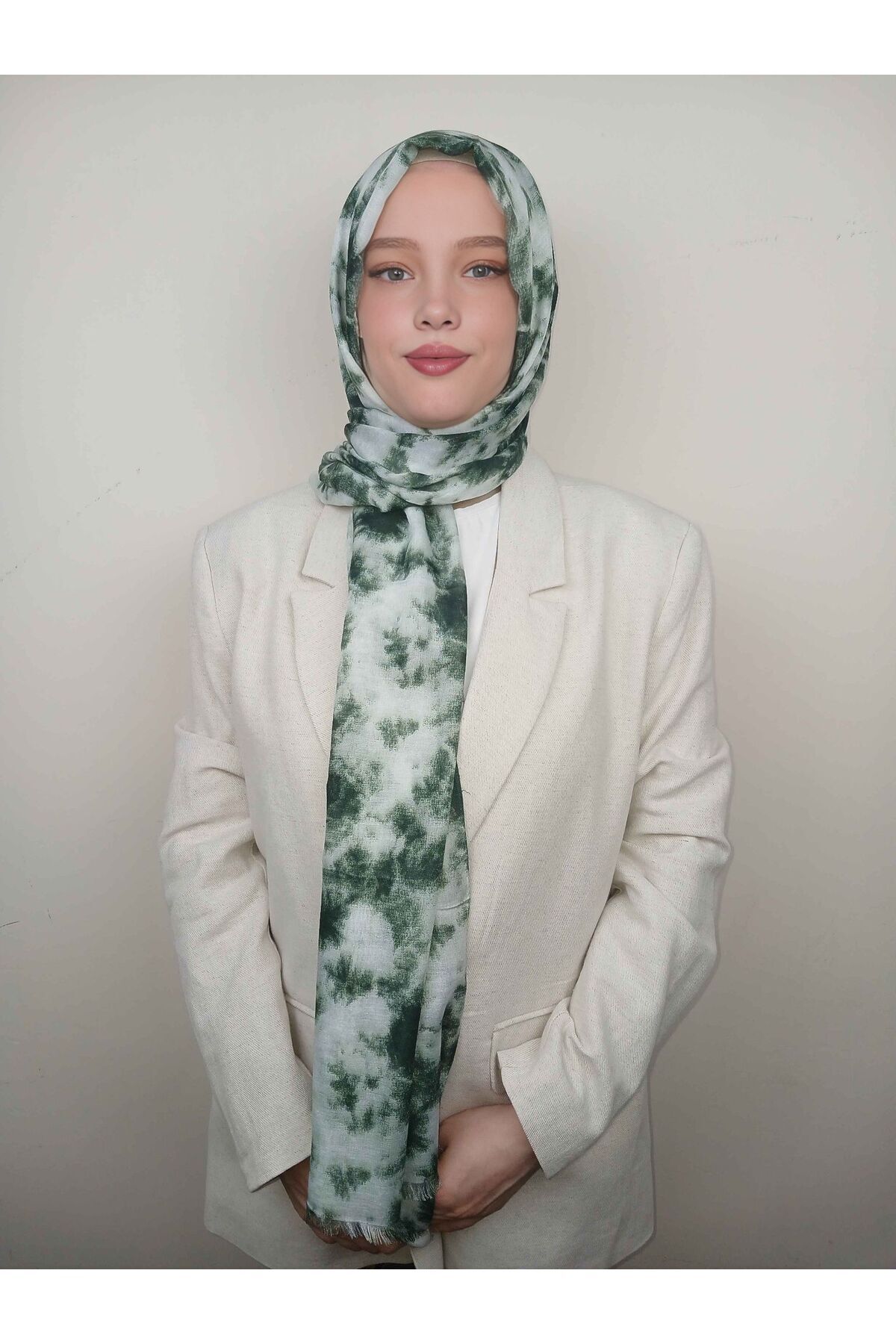 Yeşil Beyaz Şal