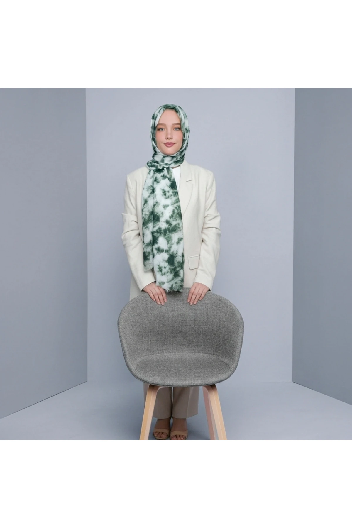 Yeşil Beyaz Şal