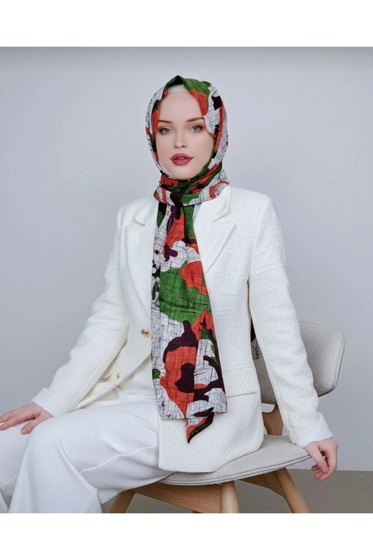 Desenli Çok Renk  Şal