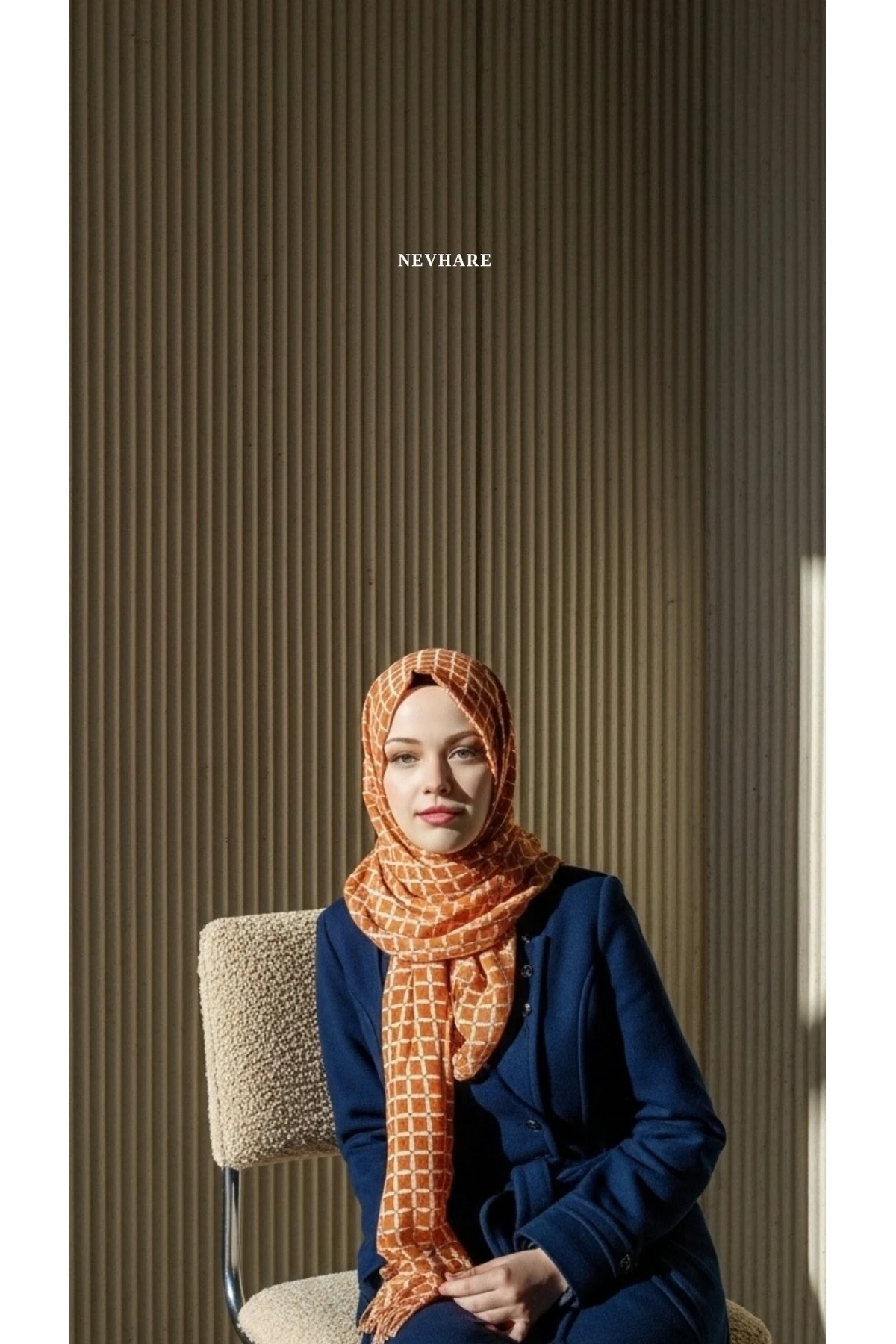 Kare Desenli  Kiremit Şal