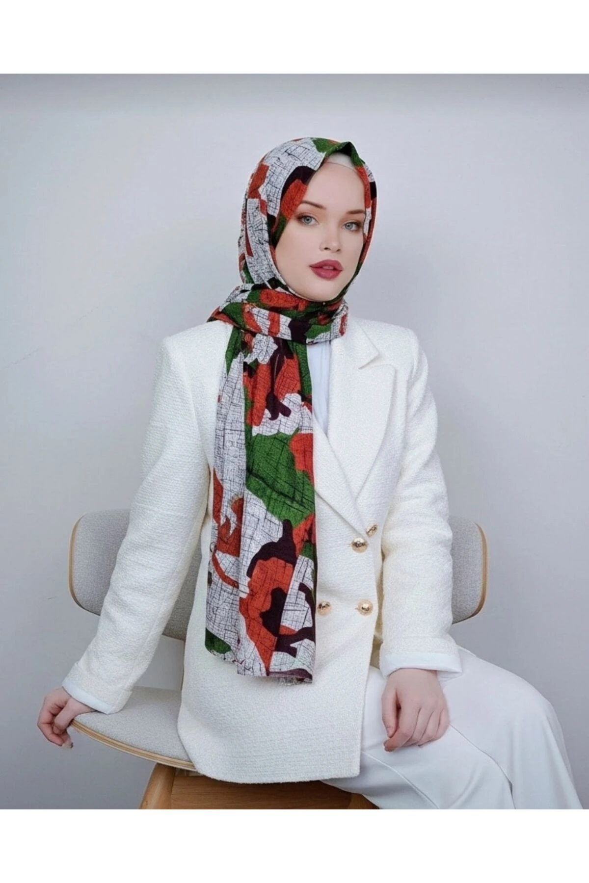 Desenli Çok Renk  Şal