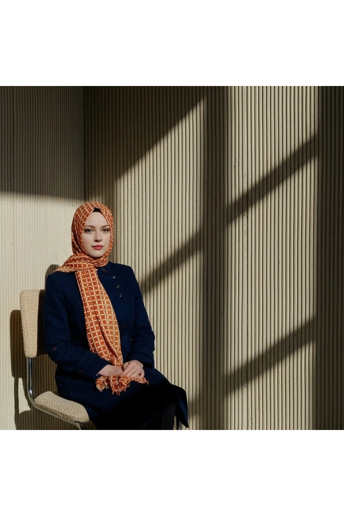 Kare Desenli  Kiremit Şal