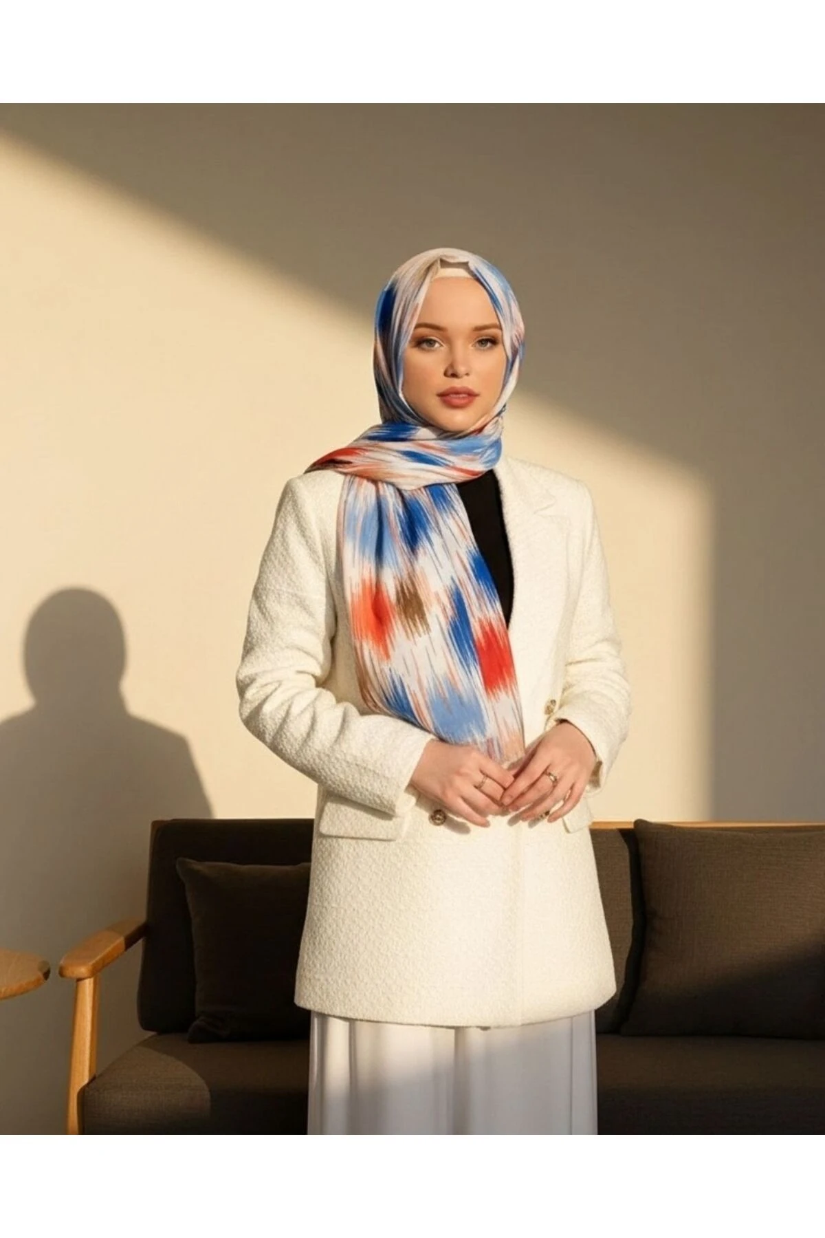 Çizgi  Desenli Şal