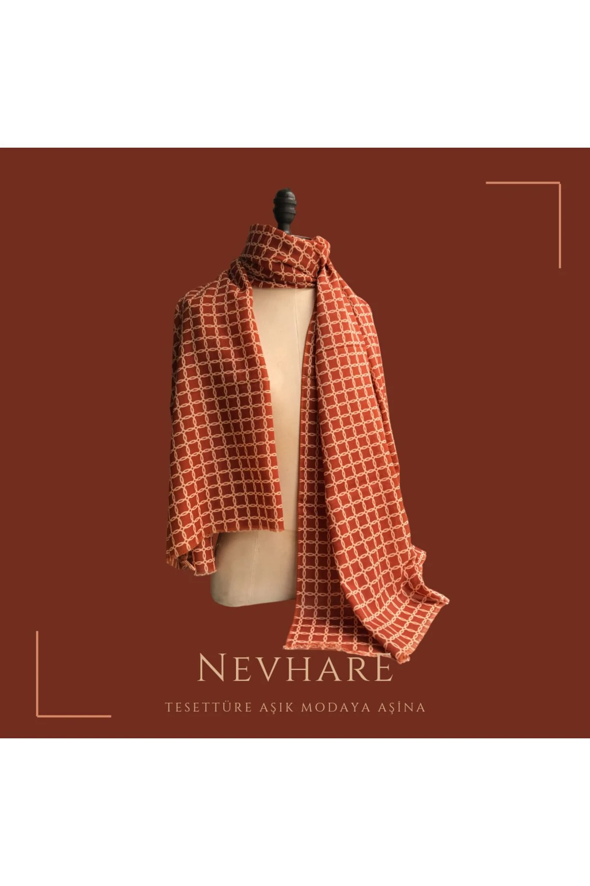 Kare Desenli  Kiremit Şal