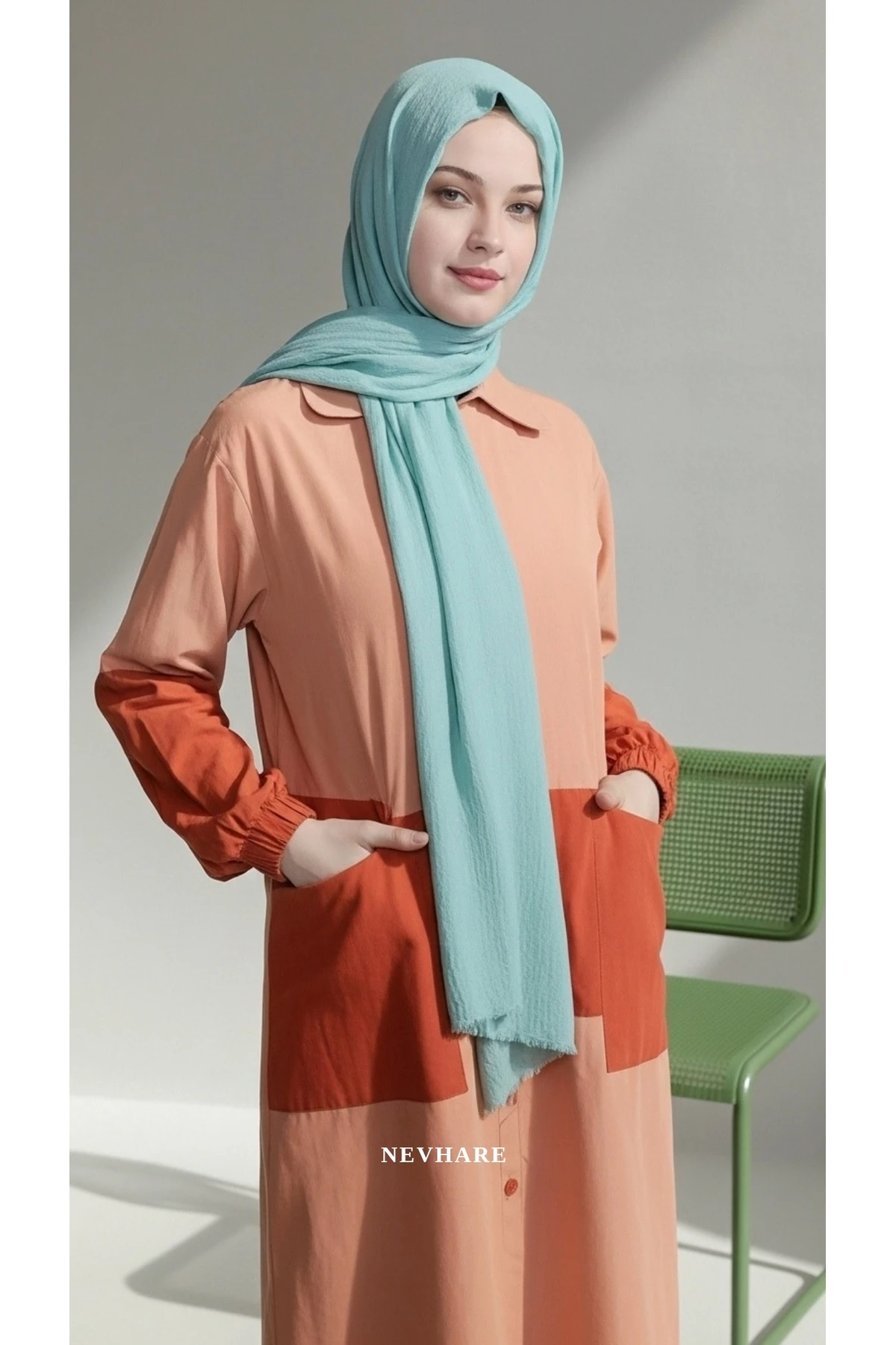 Su Yeşili  Düz Şal