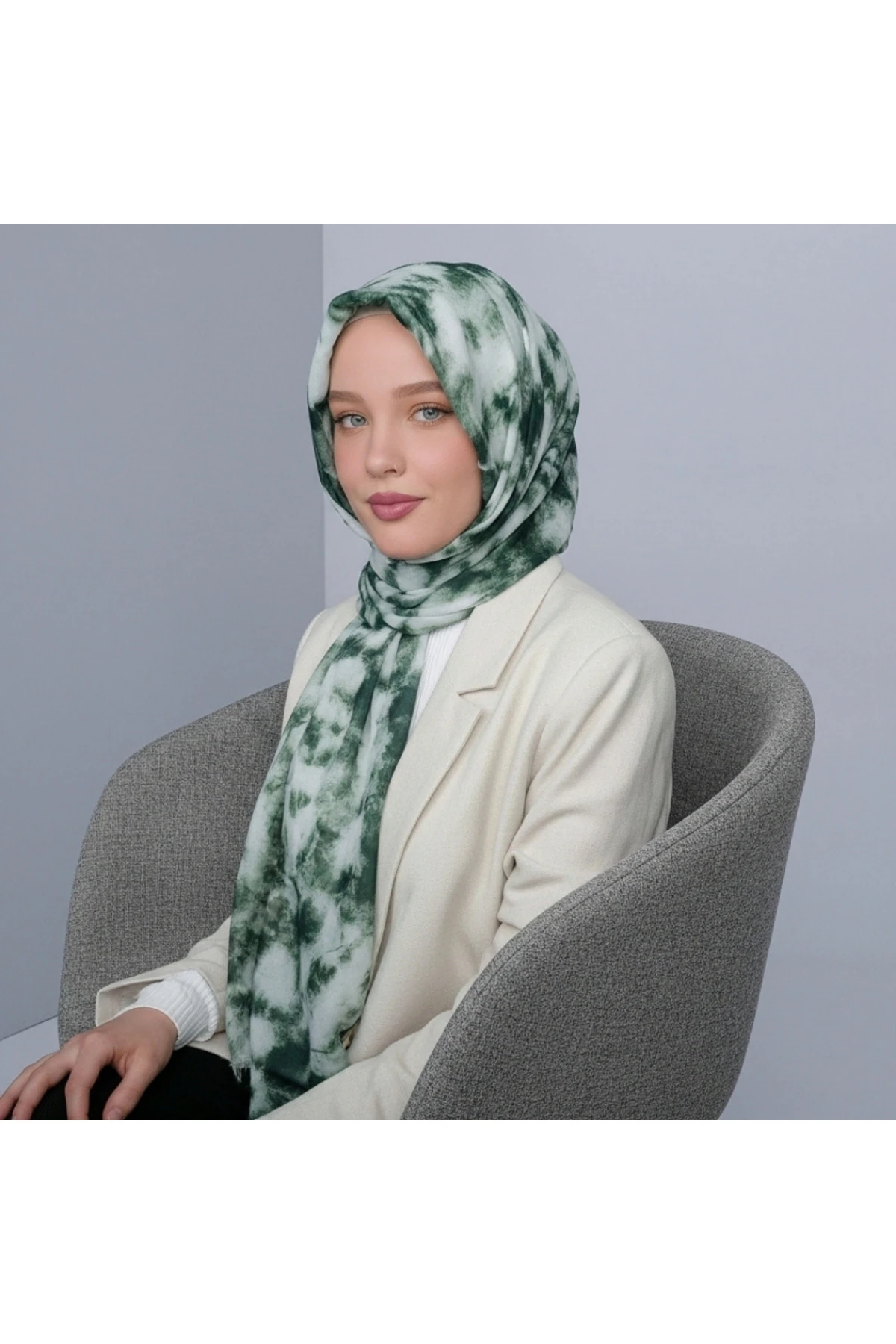 Yeşil Beyaz Şal