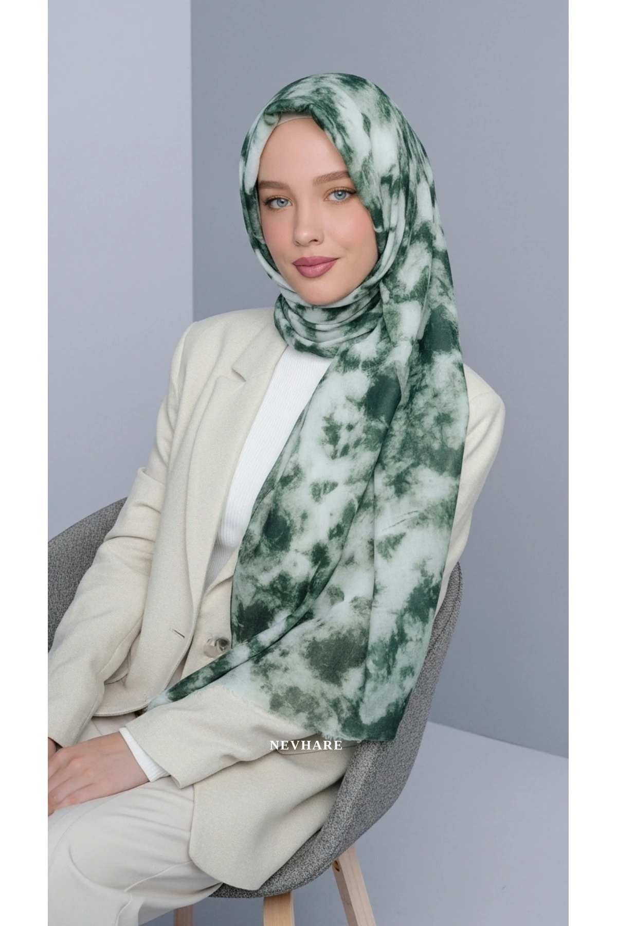 Yeşil Beyaz Şal
