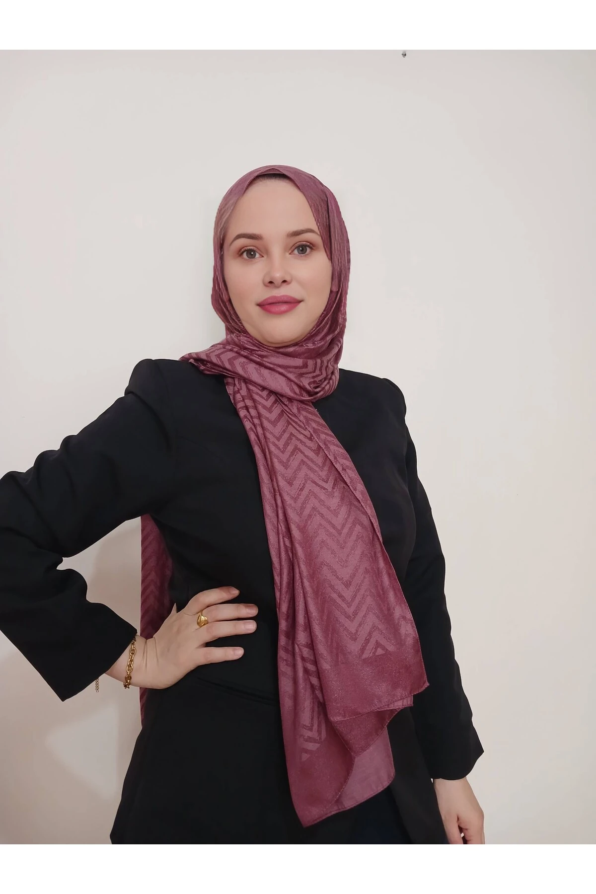 Çizgili Jakarlı Şal