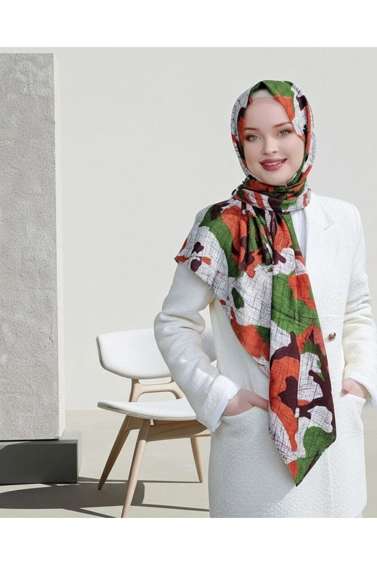 Desenli Çok Renk  Şal