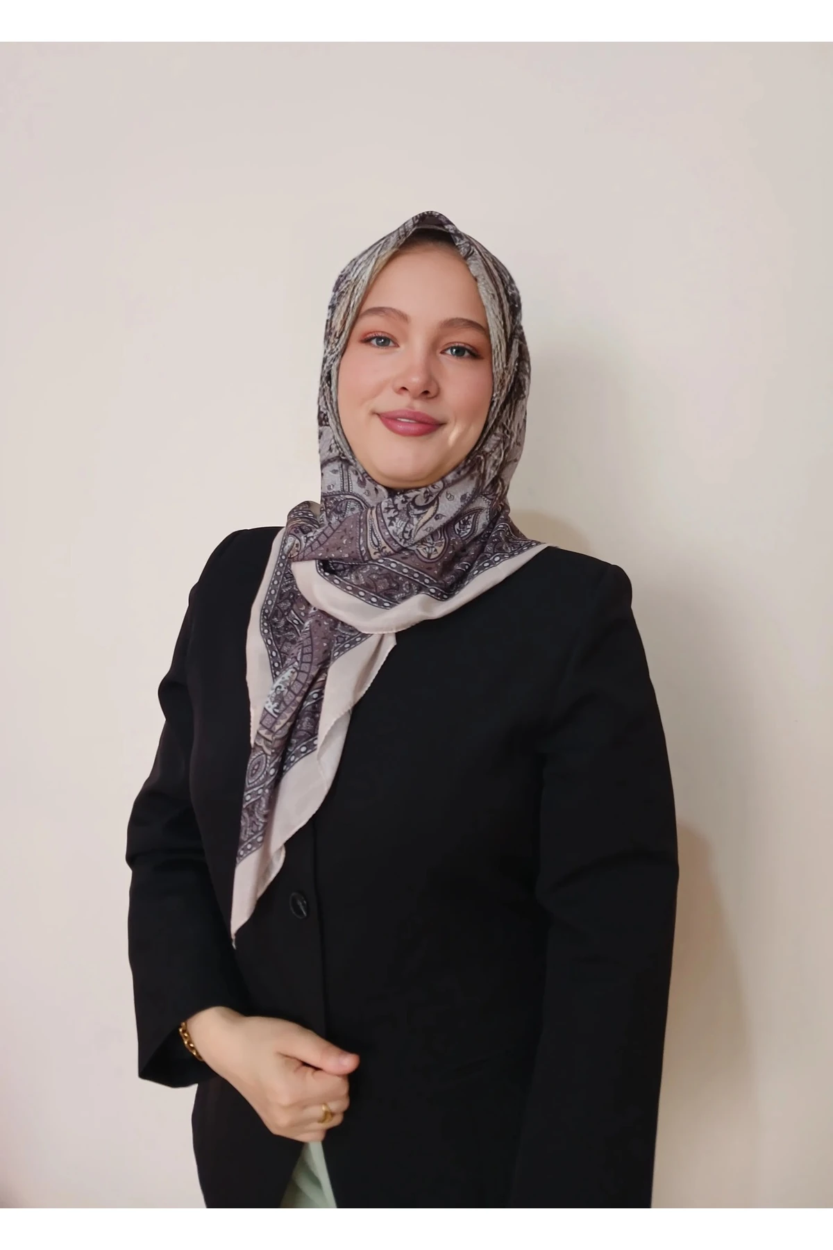 Etnik Desen Kahve Eşarp