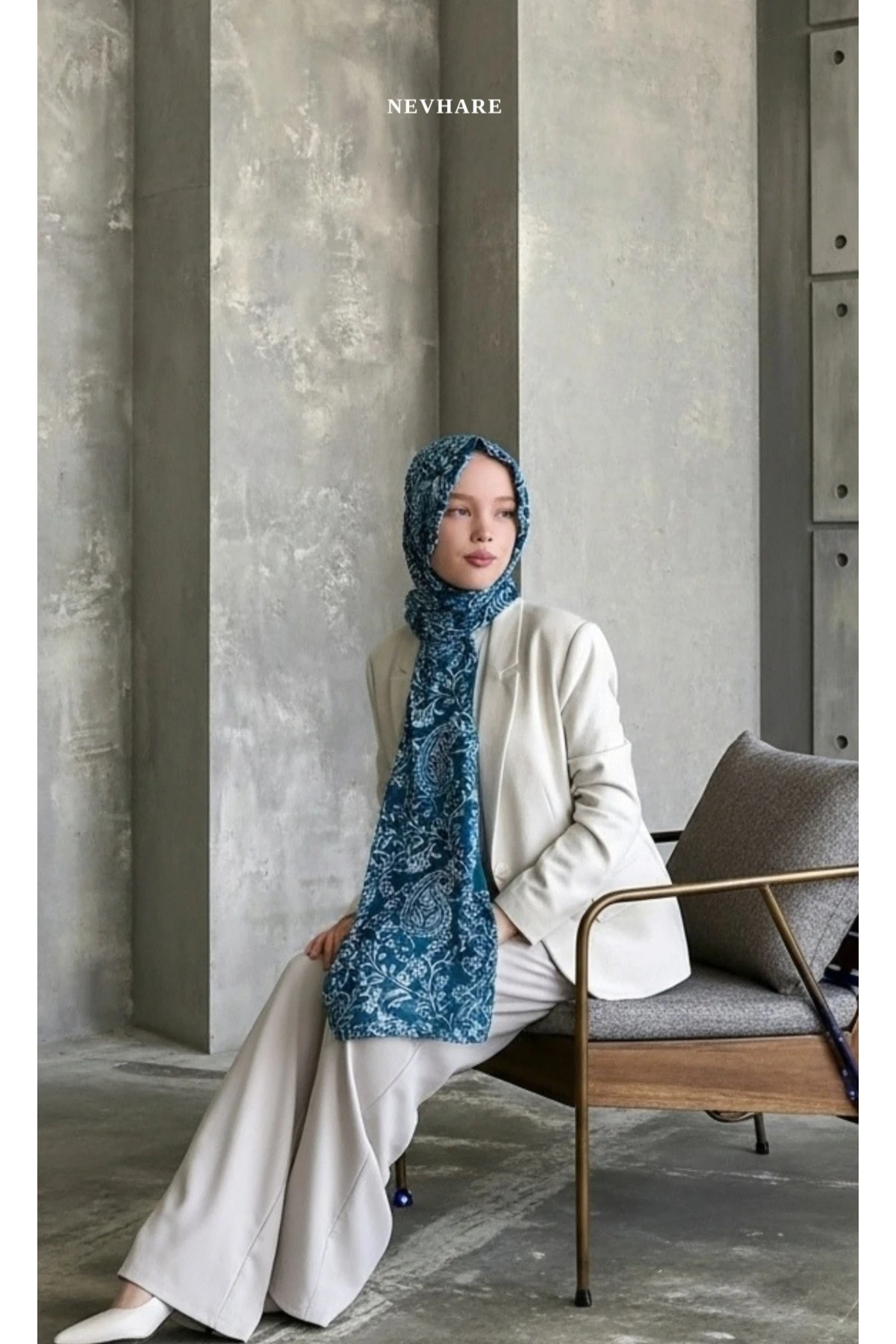 Dal Desenli Yeşil Şal