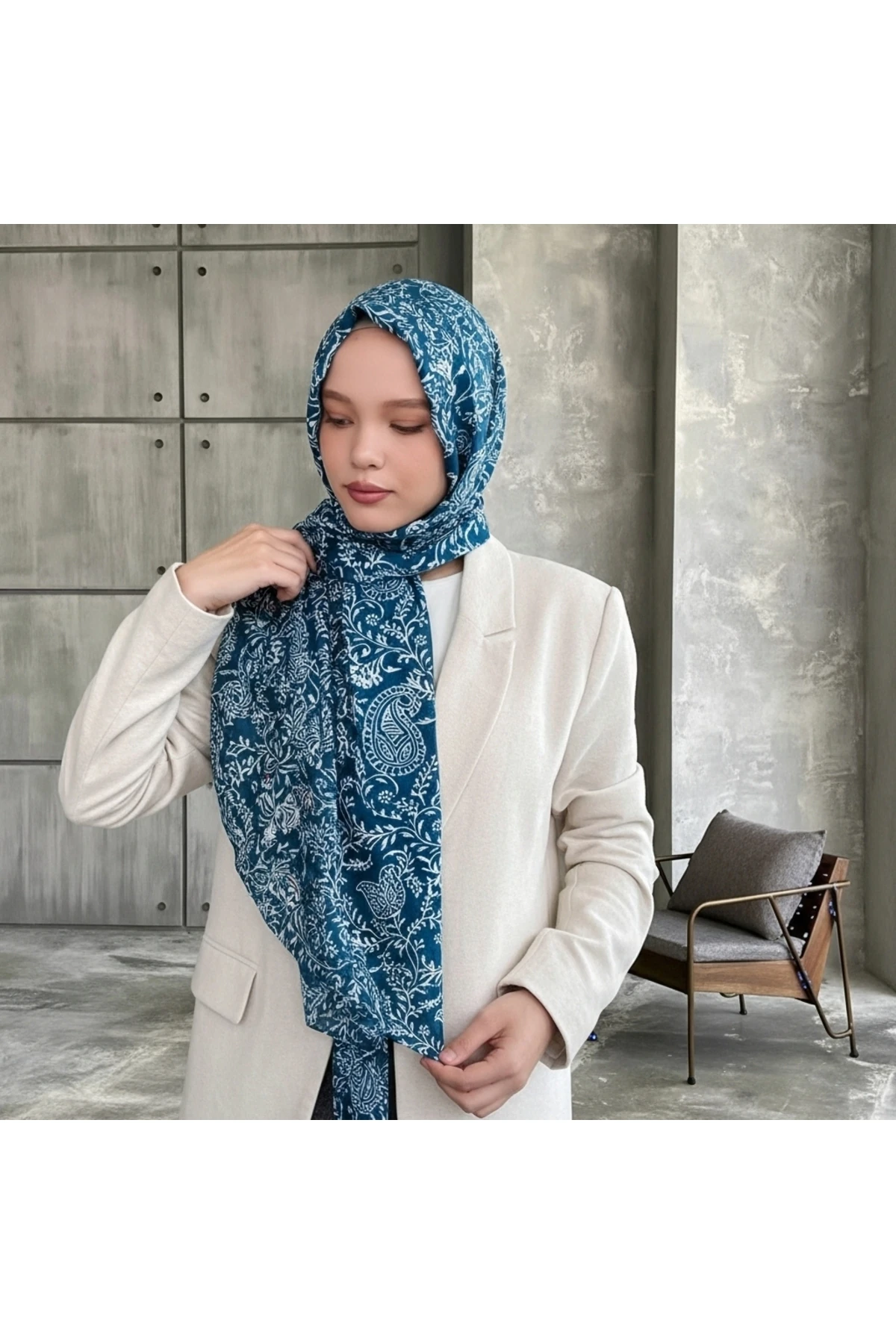 Dal Desenli Yeşil Şal