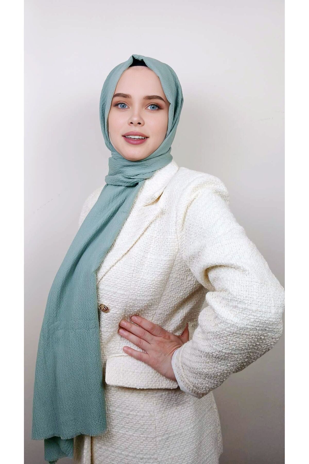 Su Yeşili  Düz Şal