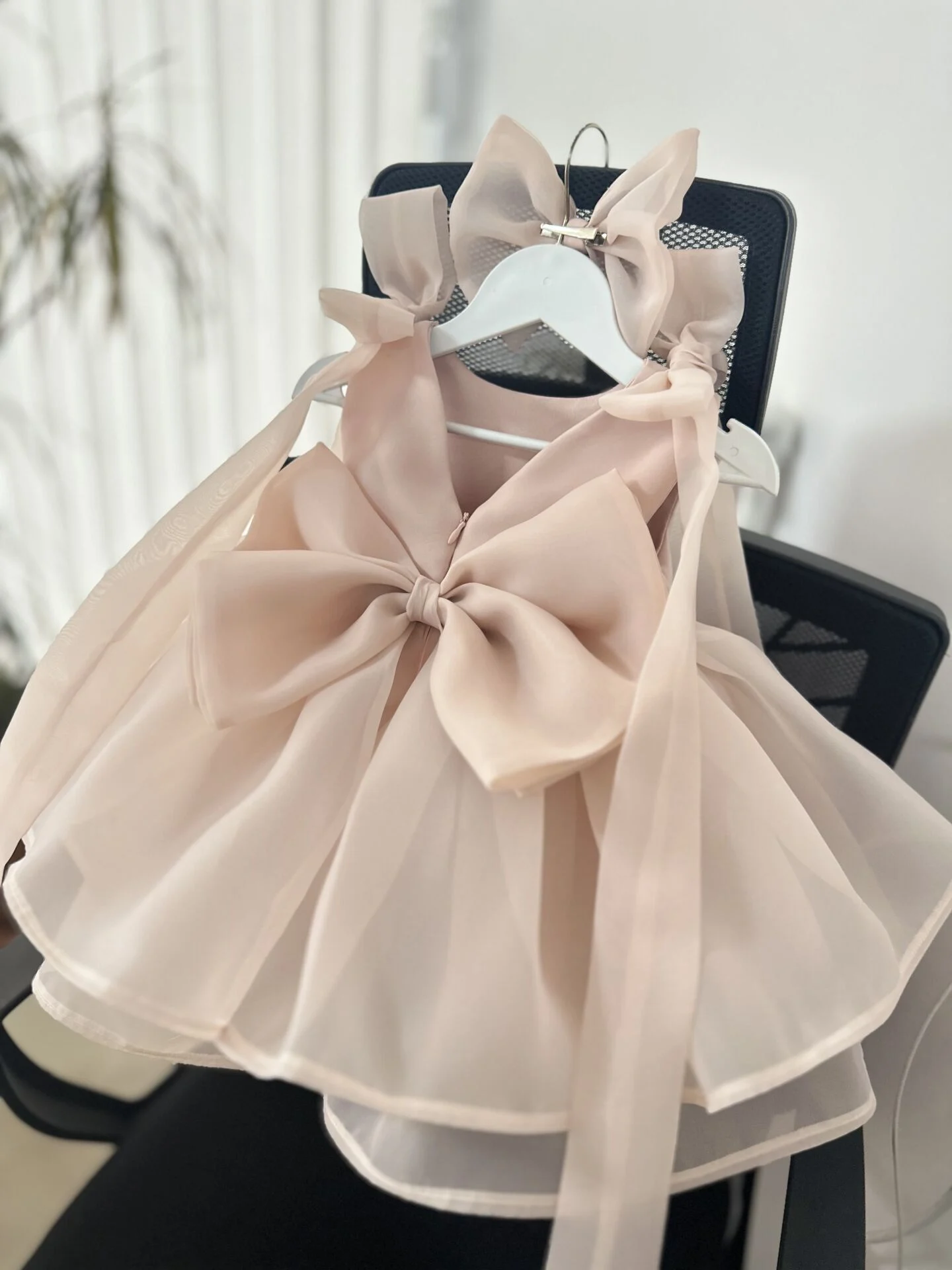 Pudra Pembe Çocuk Abiye Elbise Tüllü