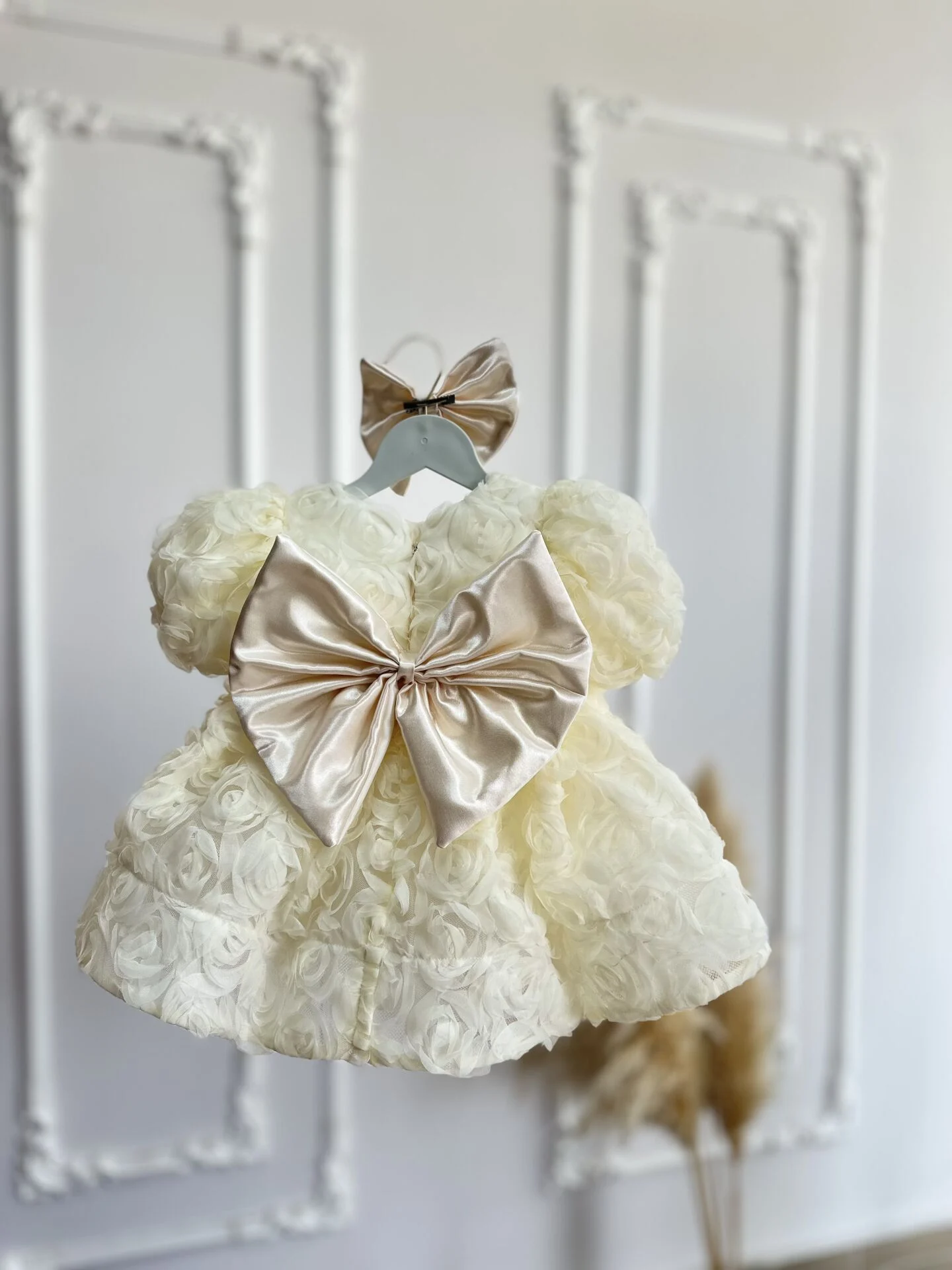 Gülçiçek güllü Abiye krem ,Düğün, Nişan ,Doğum günü Elbisesi