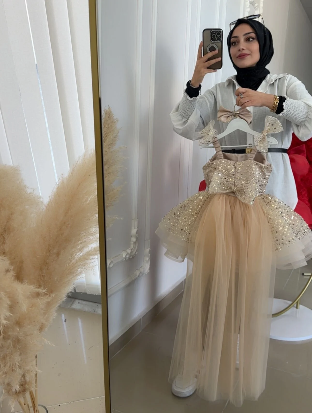 Bej Rengi Taşlı Düğün,Nişan,Doğum Günü Çocuk,Bebek Abiyesi