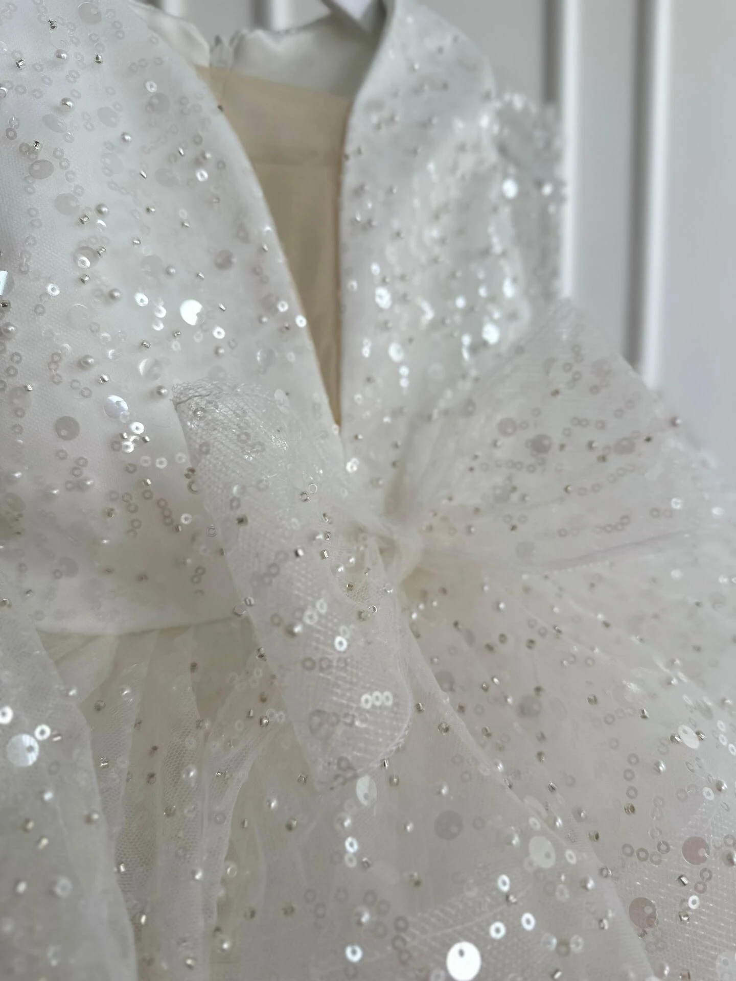 Zambak Tül Yaka Elbise Beyaz