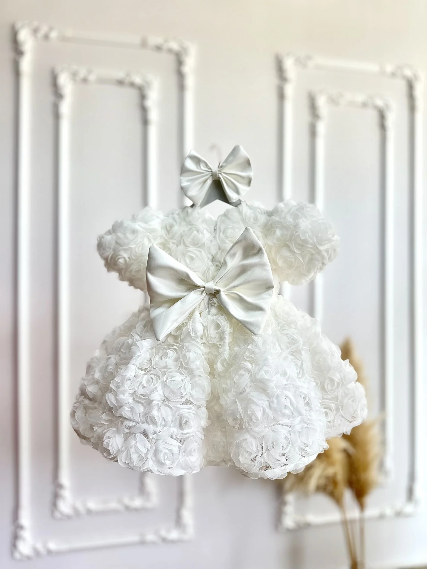 Beyaz Rose Çiçek Abiye