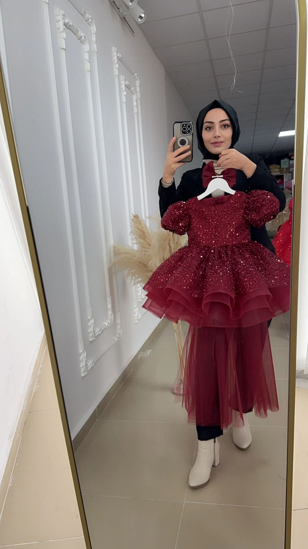 Bordo Akasya Çocuk,Bebek Abiyesi ,taşlı,Boncuklu,Düğün,nişan,kına Elbisesi