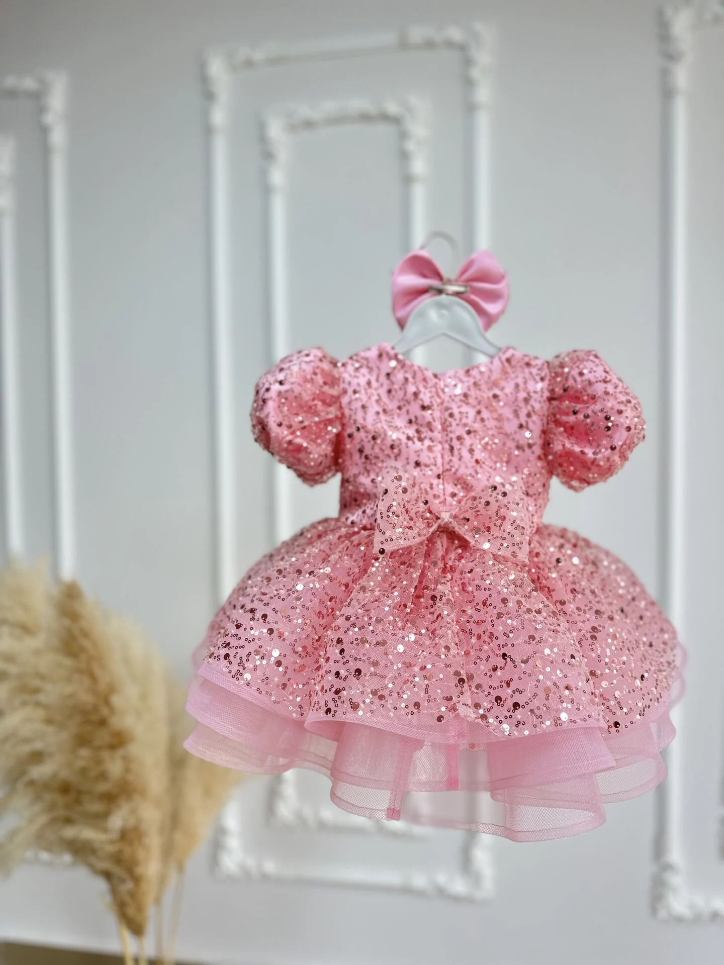 Şakayık Taşlı Abiye Pembe